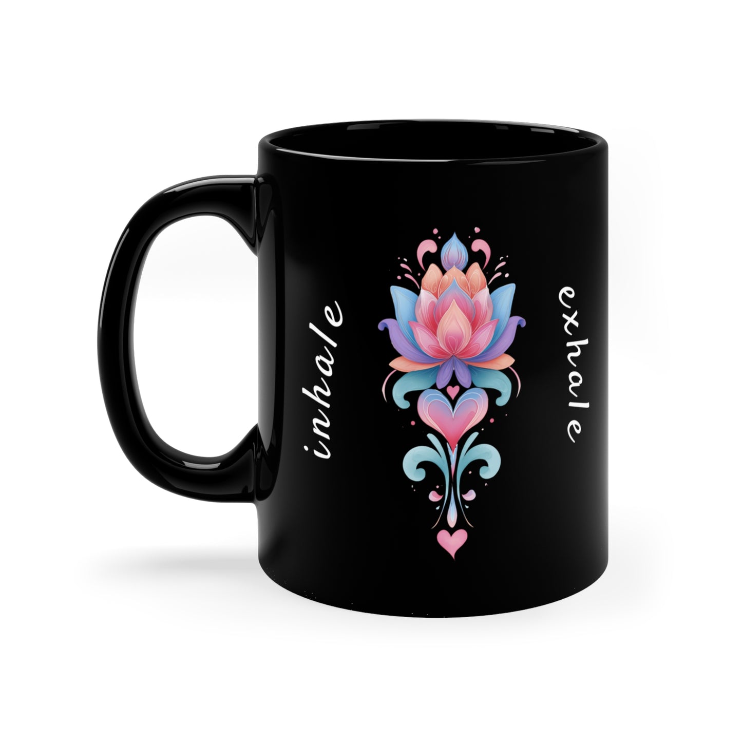 Inhale Exhale Inspirational Black Coffee Mug I 11oz Mindful Gift I Meditation Mug I Self-Care Coffee Cup I Yoga Decor I Motivational Drinkware