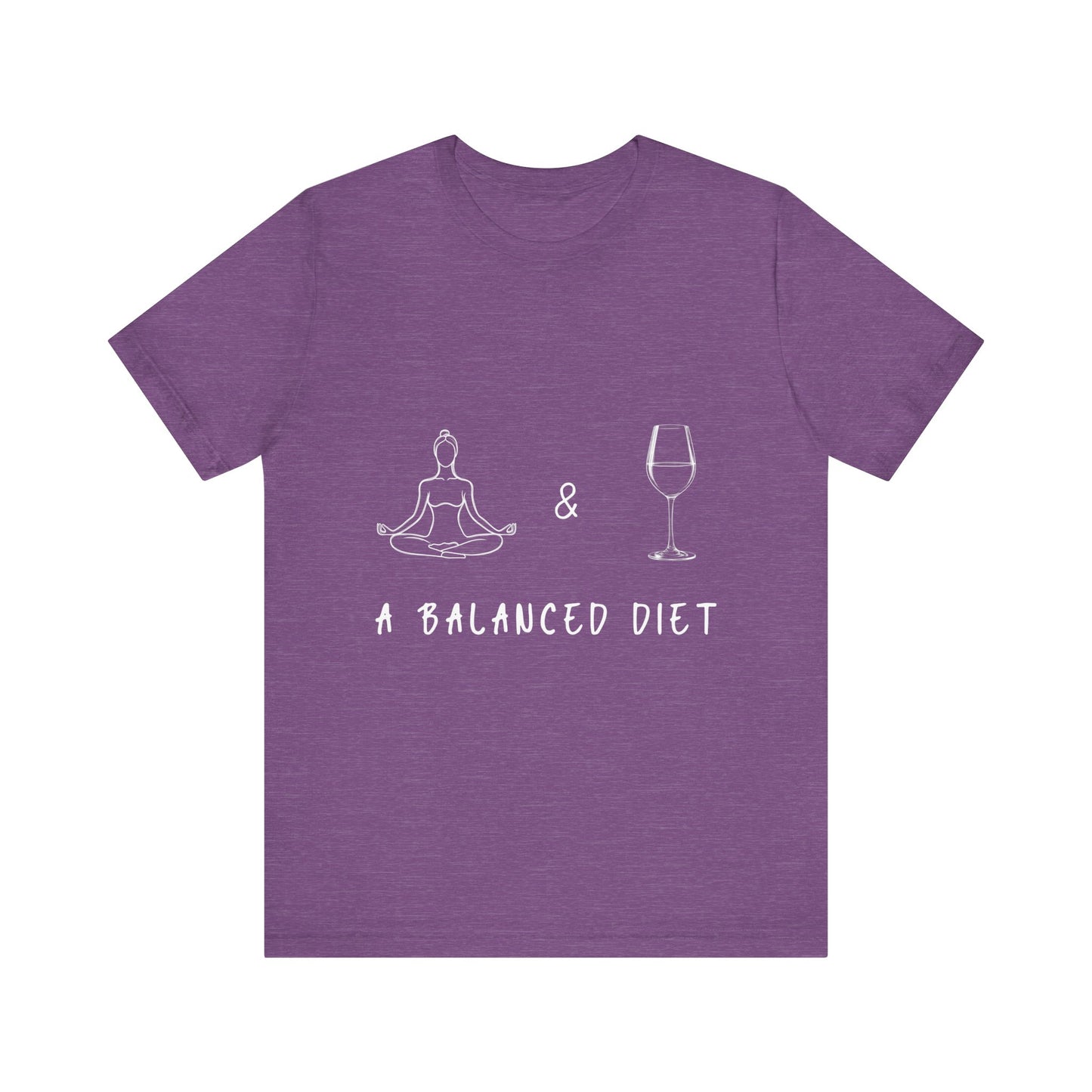 Yoga & Wine A Balanced Diet Funny Tee I T-Shirt for Yoga Lovers I Funny Gift for Wine Enthusiasts I Self-Care Meditation Apparel