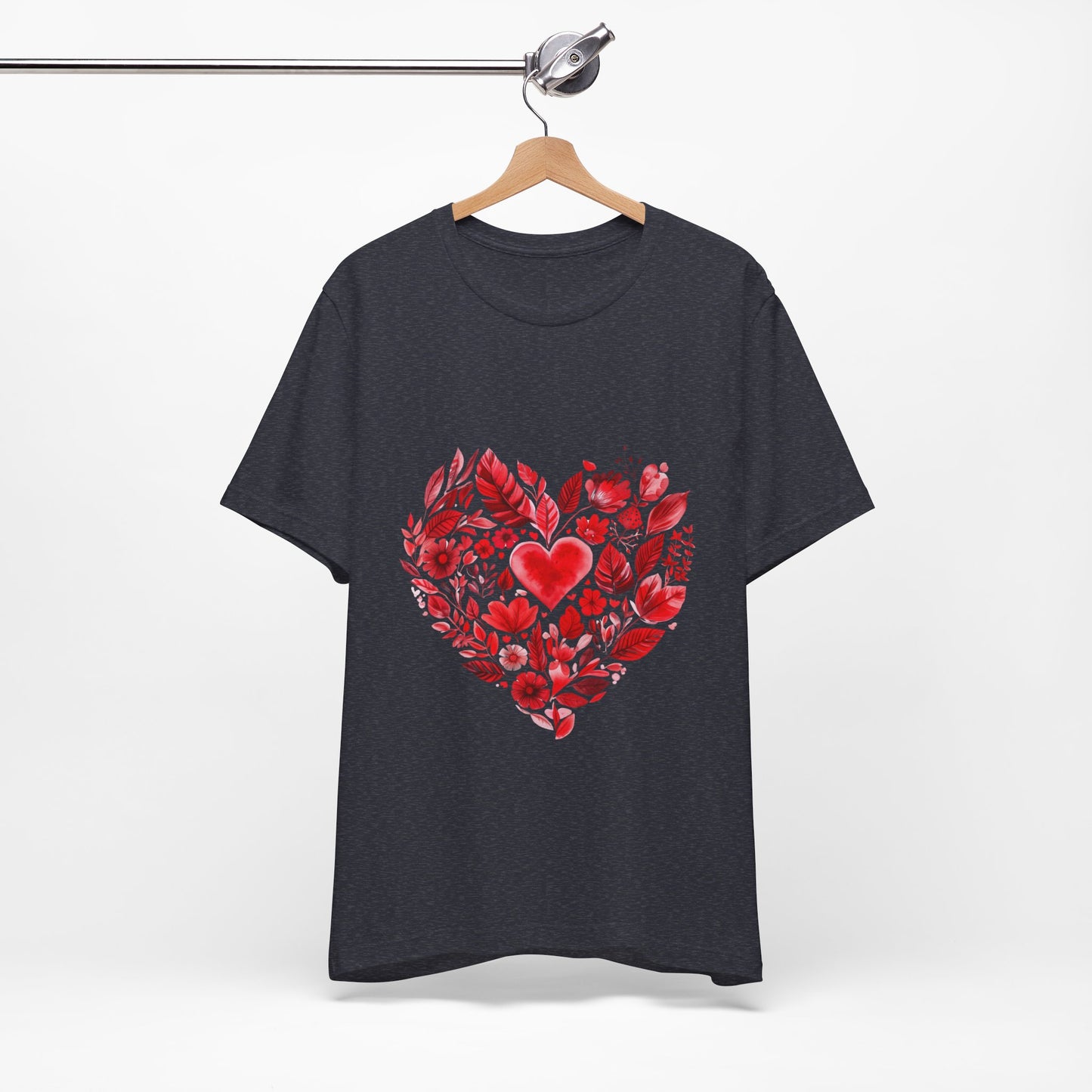 Heart Floral Unisex Yoga Tee - Perfect for Valentine’s Day I Gift for Her I Self-Care Meditation Apparel