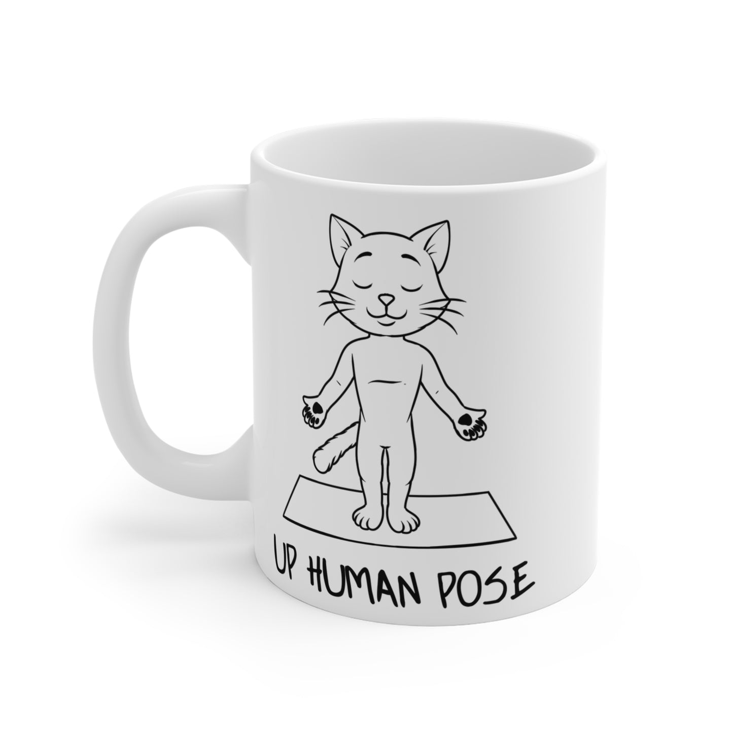 Up Human Pose Yoga Cat Mug | 11oz Funny Coffee Cup I Gift for Cat Lovers I Cute Yoga Gift I Wellness Decor I Drinkware for Mindfulness