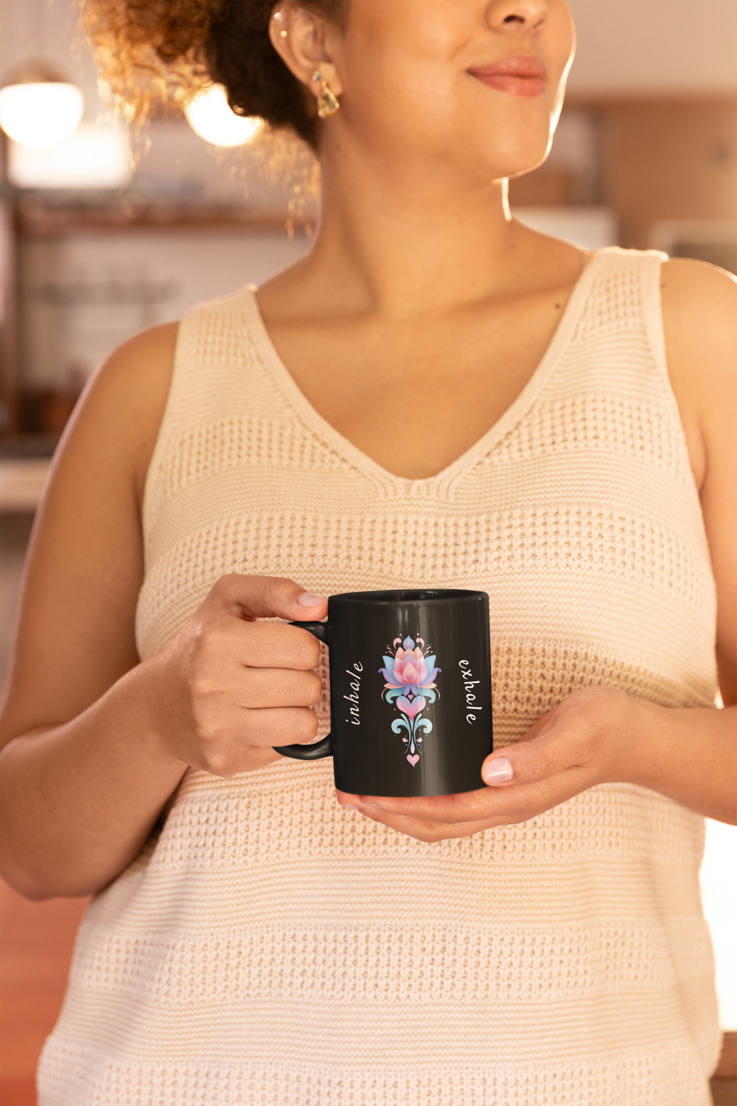 Inhale Exhale Inspirational Black Coffee Mug I 11oz Mindful Gift I Meditation Mug I Self-Care Coffee Cup I Yoga Decor I Motivational Drinkware