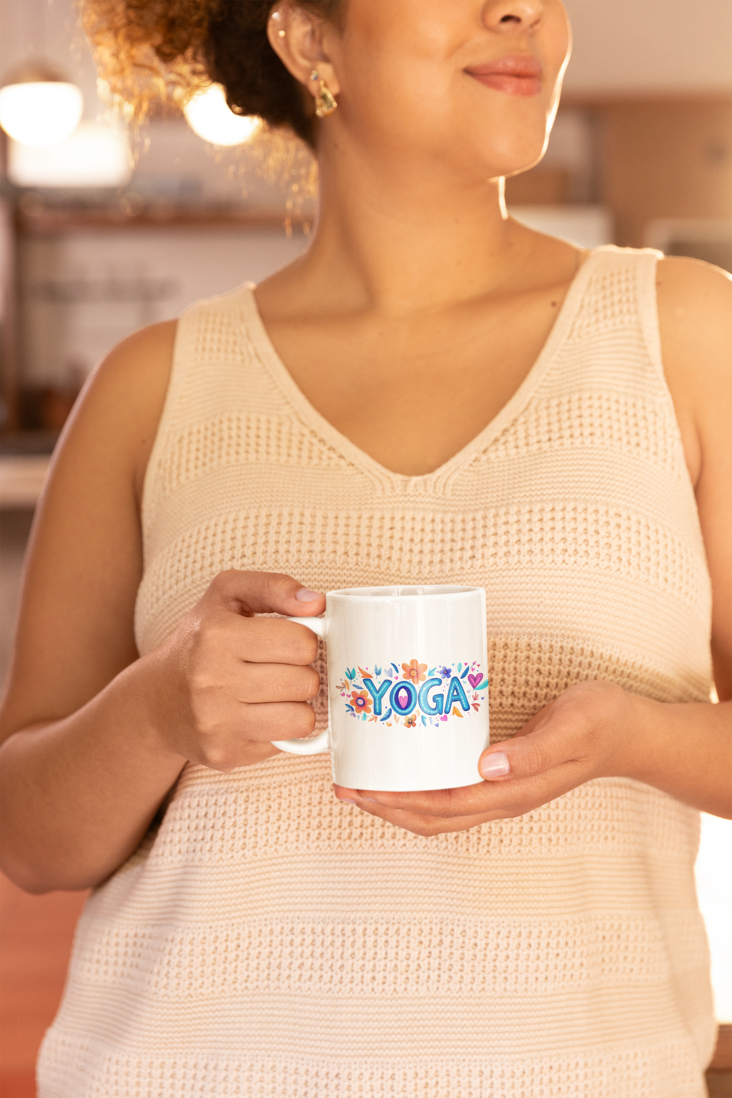 Yoga Floral Mug - Motivational Mug for Yoga Lovers I Gift for Yoga Instructors I Coffee Mug for Mindfulness I Floral Design Mug