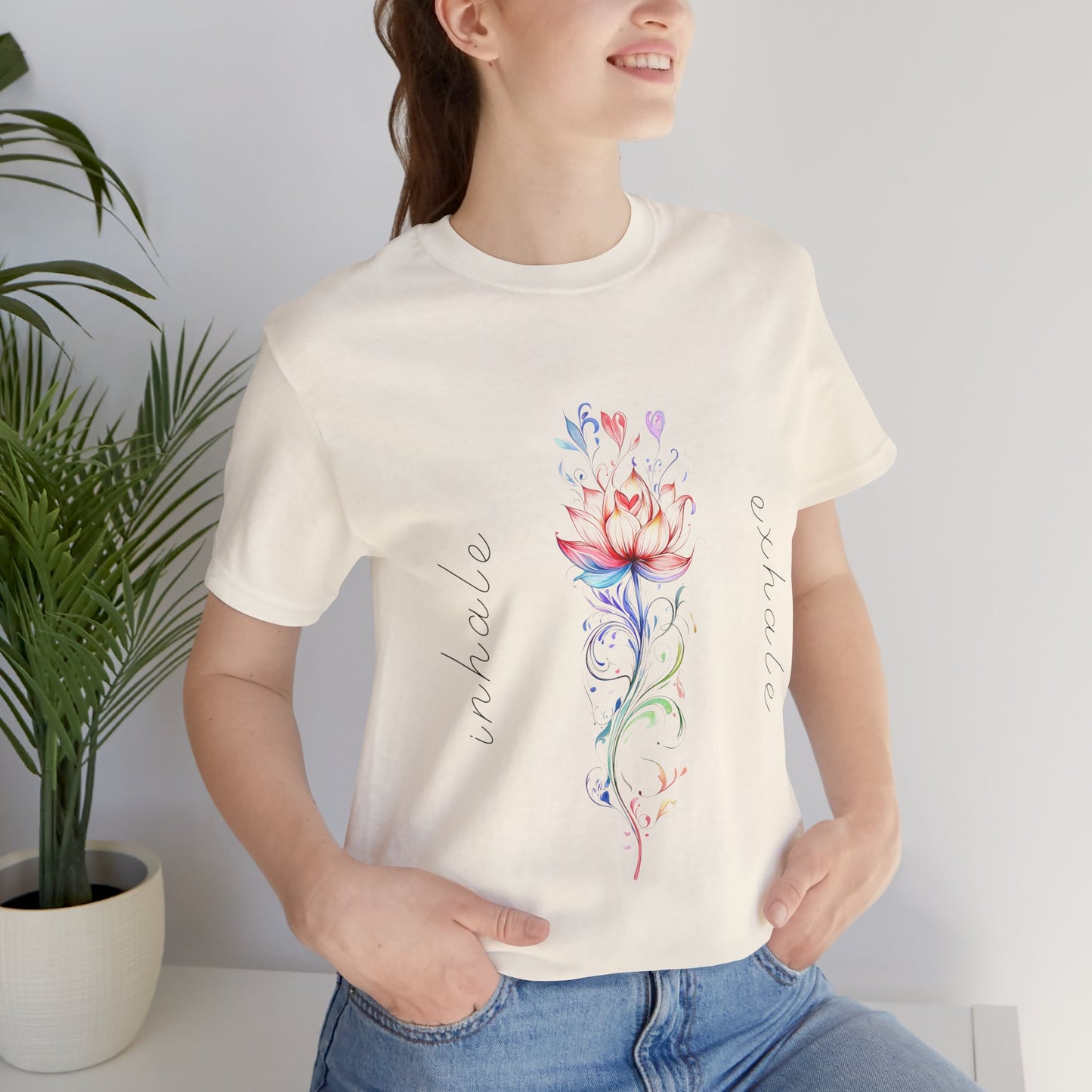 Lotus Flower Inhale Exhale Unisex Yoga Tee | Inspirational T-Shirt I Yoga Mindfulness Apparel I Meditation T-Shirt