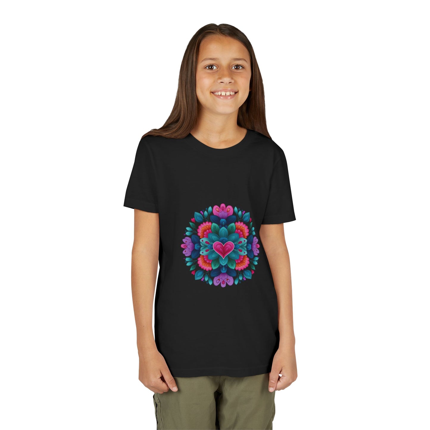 Colorful Mandala Youth Tee for Yoga I Kids T-Shirt I Summer Top I Yoga Gift for Girls I Birthday Present I Flower Graphic Tee