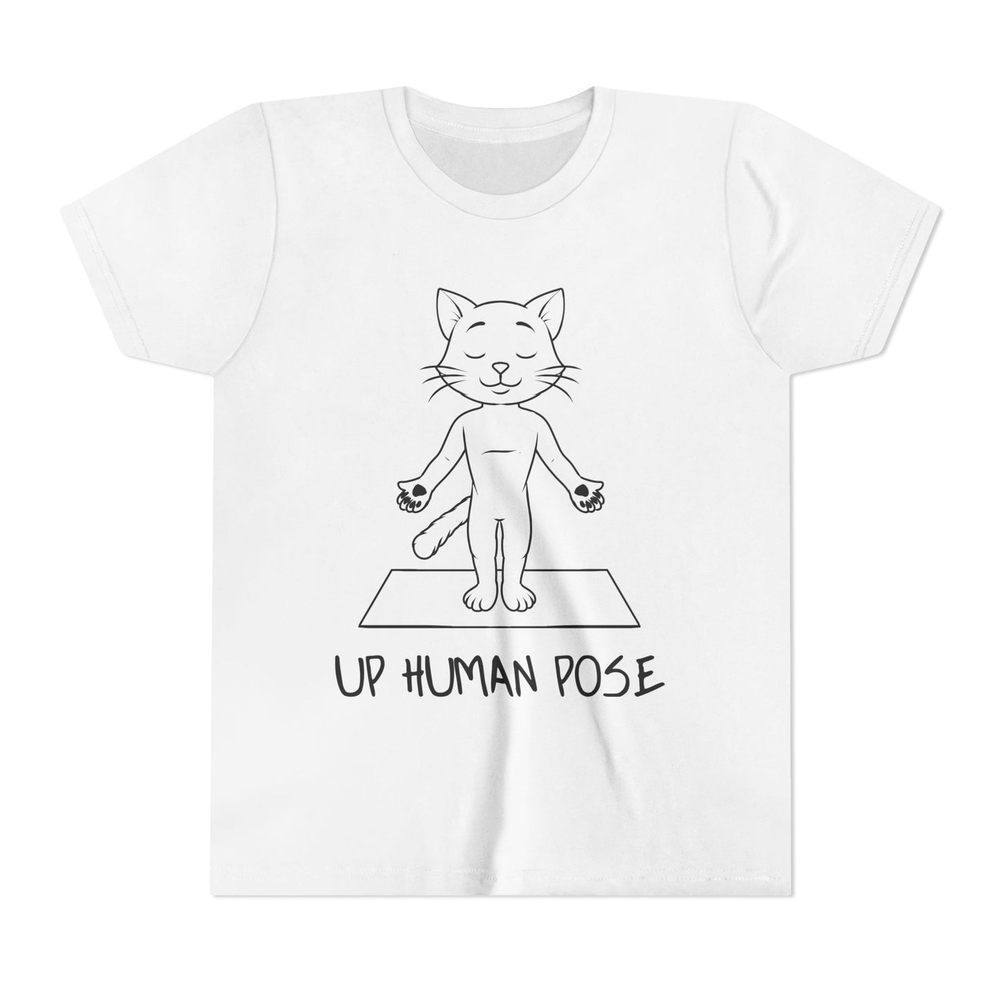 Cute Up Human Pose Design - Youth Yoga Cat Tee I Kids Yoga T-Shirt I Gift for Pet Lovers I Fun Animal Tee I Kids Activewear
