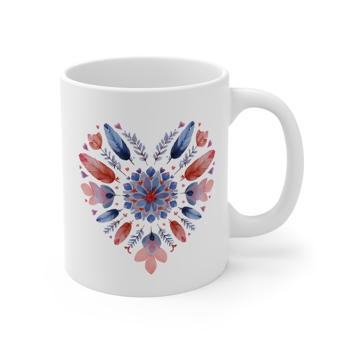 Bohemian Heart Mandala Mug - Yoga Coffee Cup I Gift for Her I Home Decor I Valentine's Day I Mother's Day I Sel-Care Drinkware