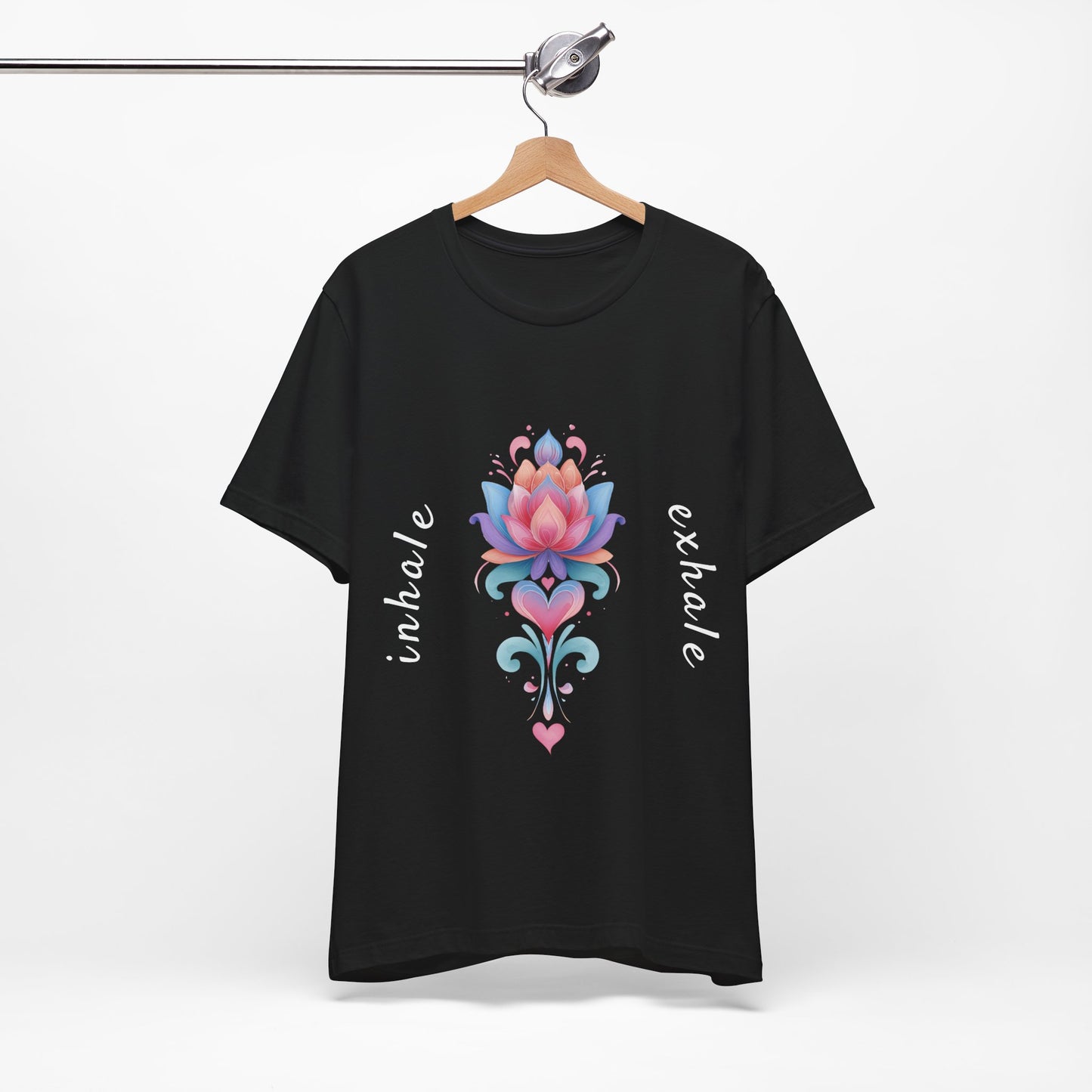 Lotus Flower Inhale Exhale Unisex Yoga Tee | Inspirational T-Shirt I Yoga Mindfulness Apparel I Meditation T-Shirt
