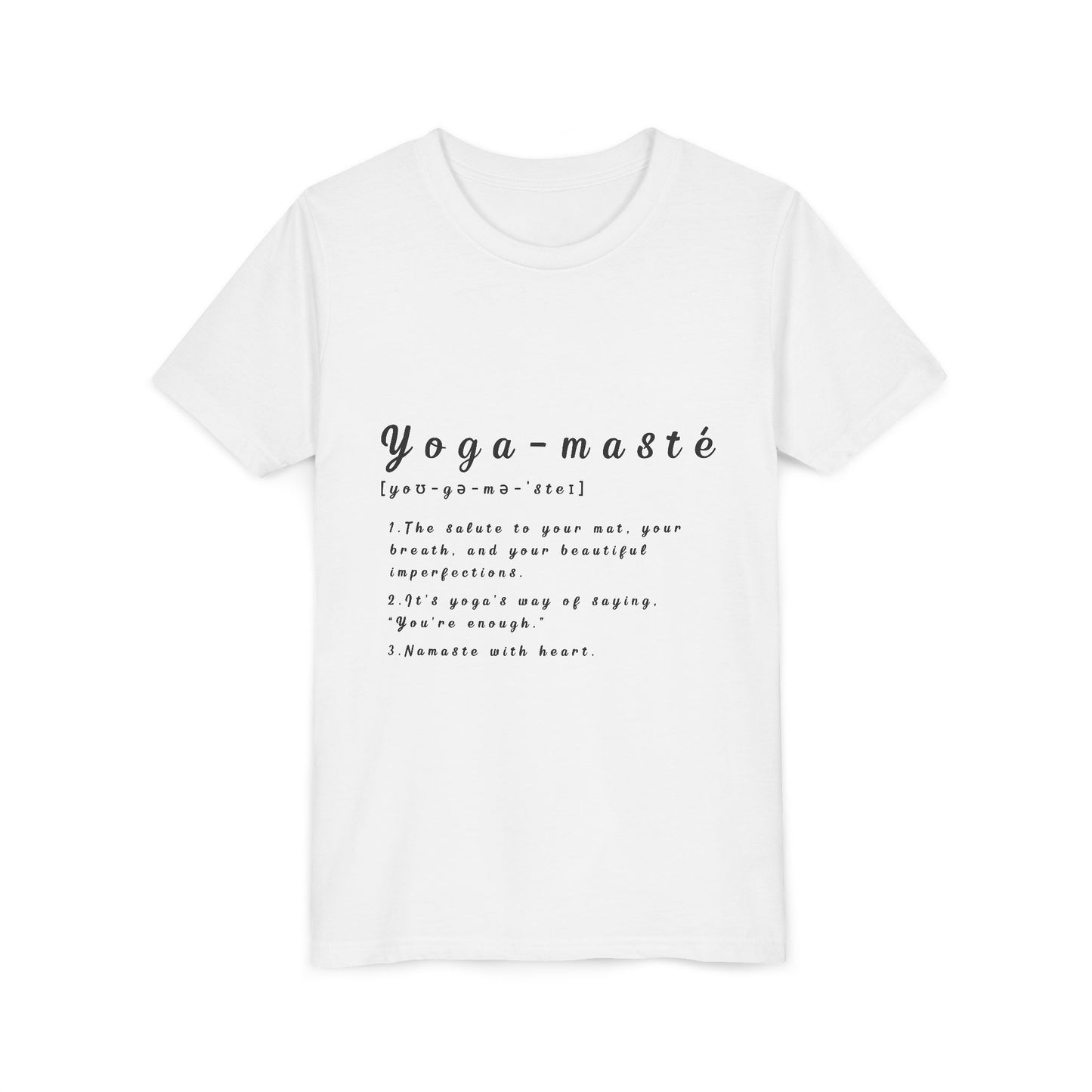 Yoga-masté Youth Tee - Inspirational Meditation Shirt I Gift for Yogis I Relaxation Apparel I Kids' Mindfulness Wear I Birthday Gift