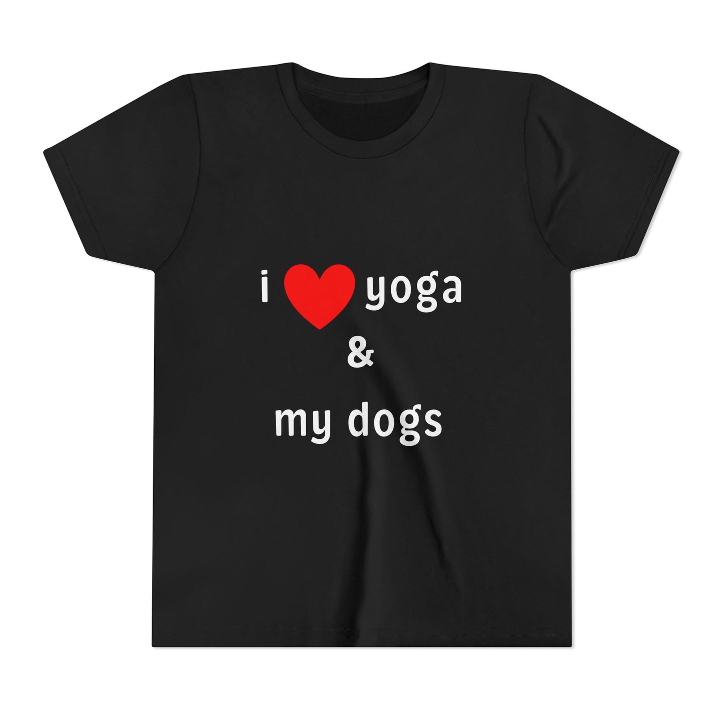 I Love Yoga & My Dogs Youth Yoga Tee - Funny Kids T-Shirt I Pet Lover Gift I Young Yoga Enthusiast Apparel