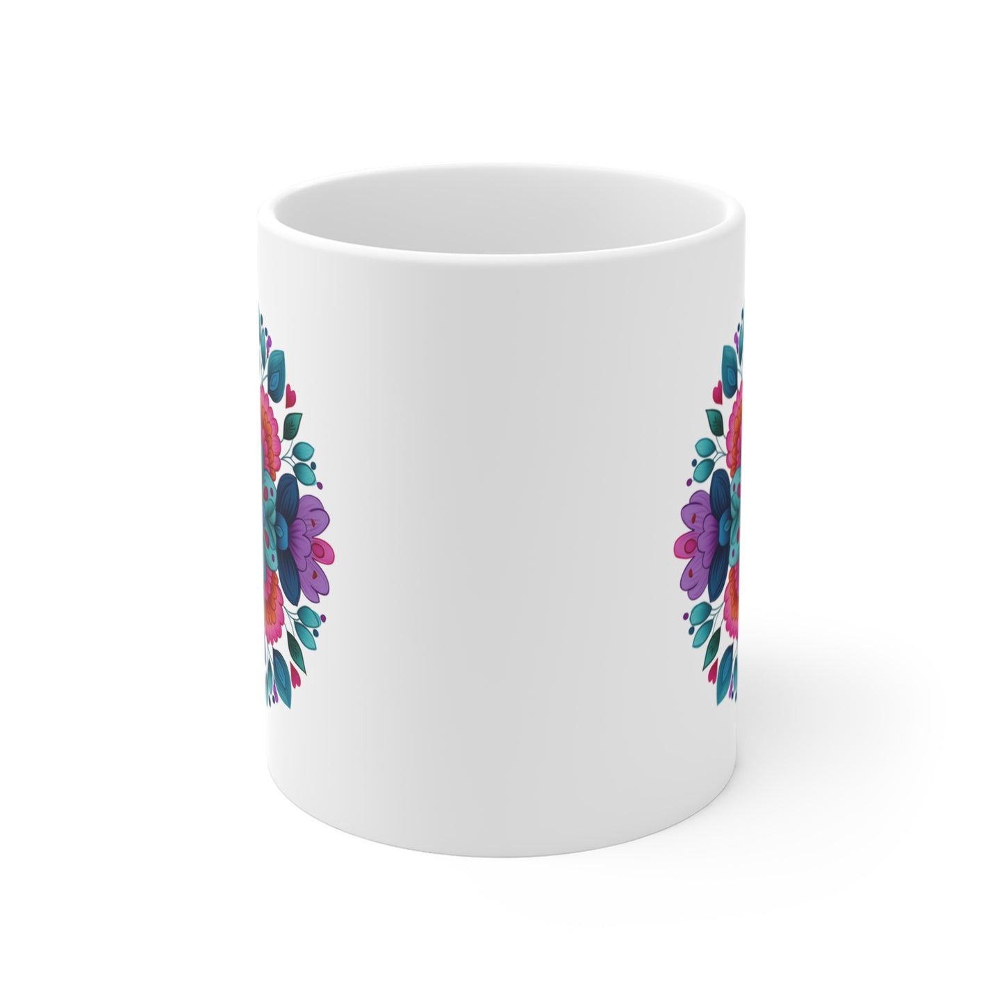 Colorful Floral Mandala Mug - Yoga Boho Coffee Cup I Gift for Her I Floral Design I Tea Mug I Housewarming Present