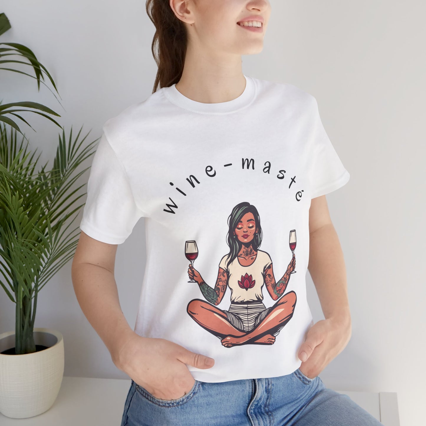 Wine-Masté - Meditation Wine Lover Tee I Unisex Relaxation T-Shirt for Yoga & Wine Enthusiasts I Fun Gift for Wine Tasting I Self-Care Clothing