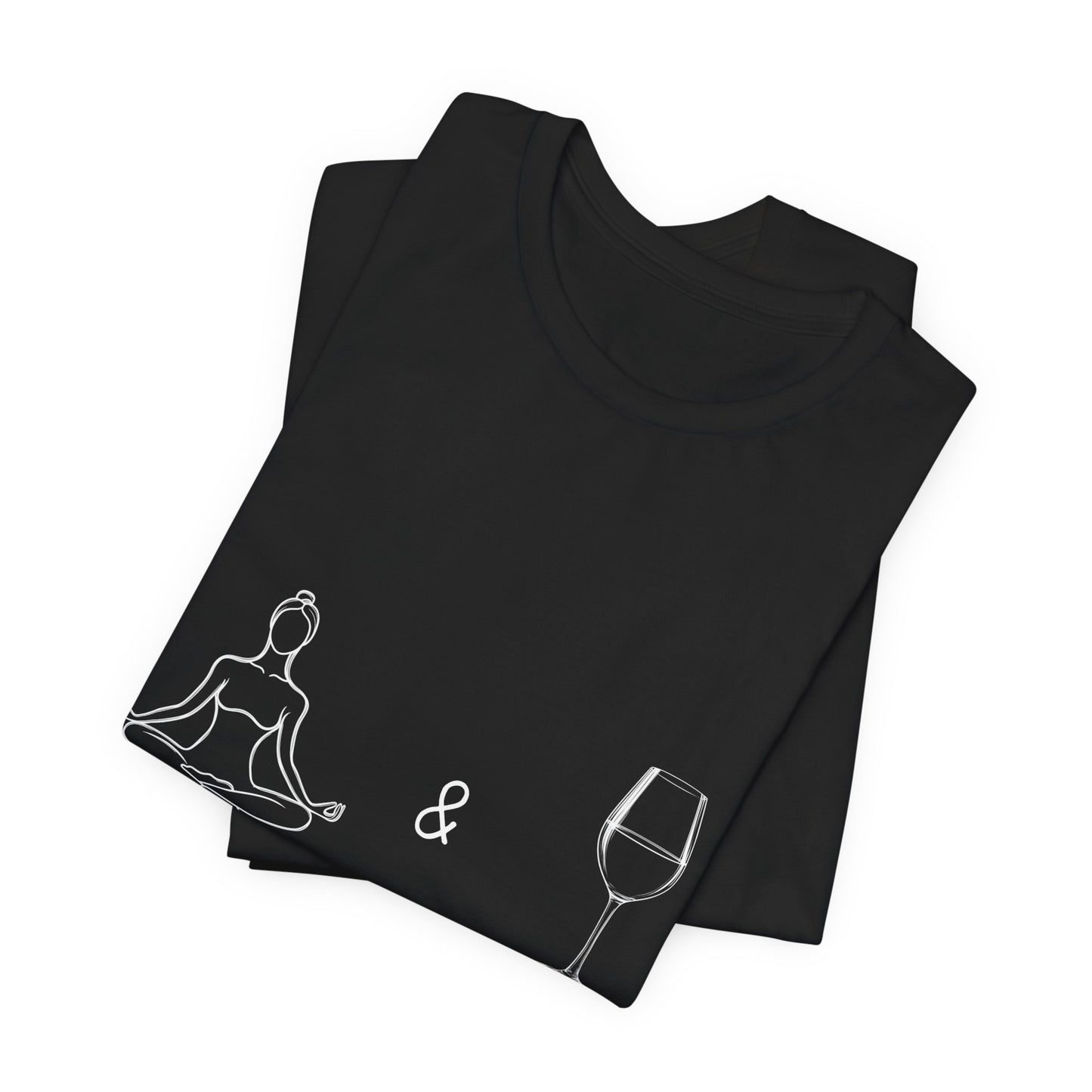 Yoga & Wine A Balanced Diet Funny Tee I T-Shirt for Yoga Lovers I Funny Gift for Wine Enthusiasts I Self-Care Meditation Apparel