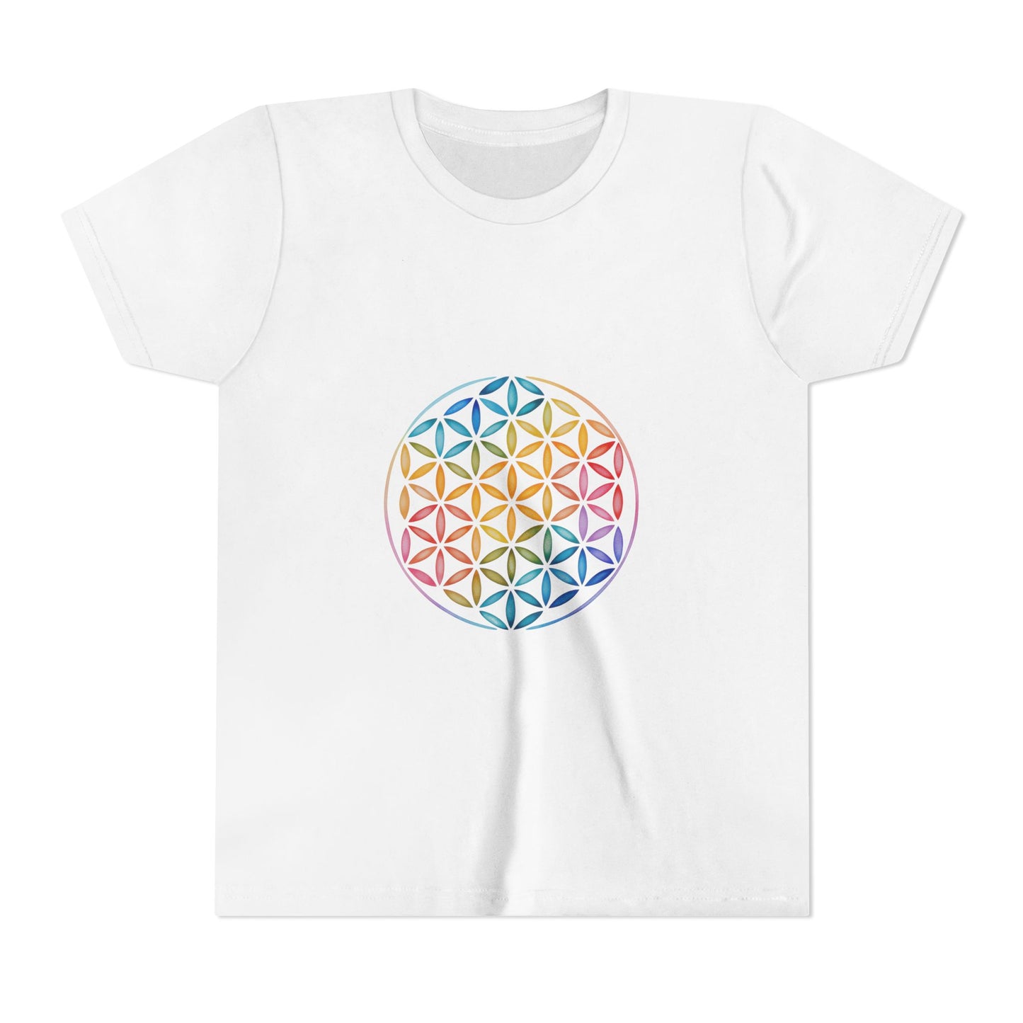 Flower Of Life Youth Yoga Tee - Colorful Flower of Life Design I Kids Art T-Shirt I Summer Fun for Young Yogis I Gift for Birthdays I Spiritual Vibes Tee