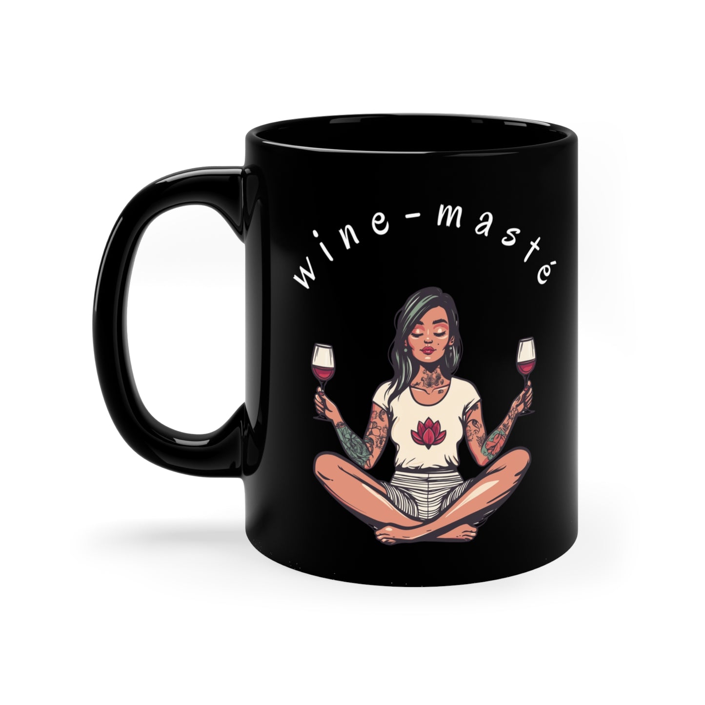 Wine-Maste Yoga Ceramic Cup I Funny Yoga Coffee Mug | Gift for Wine Lovers I Relaxation Mug I Unique Meditation Drinkware I Humor Coffee Cup