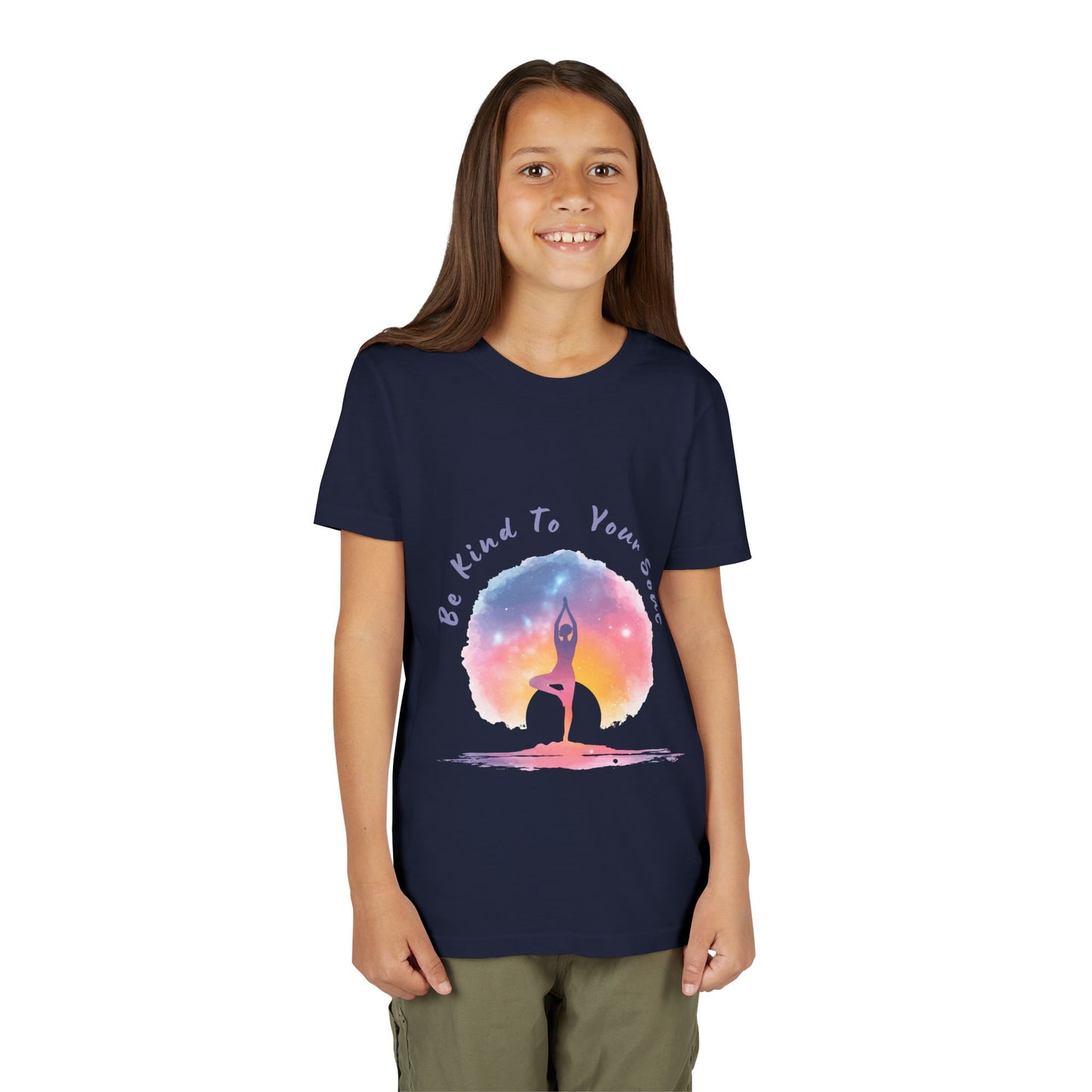 "Be Kind To Your Soul" Youthful Tee - Kids Yoga T-Shirt I Mindfulness & Inspirational Apparel I Gift for Young Yogis