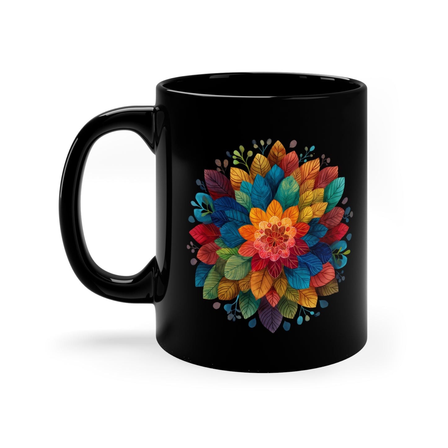 Yoga Mandala Black Coffee Mug - Perfect Gift for Yogis I Tea Drinkers I Meditation Enthusiasts I Spring and Wellness Celebrations I Self-Care
