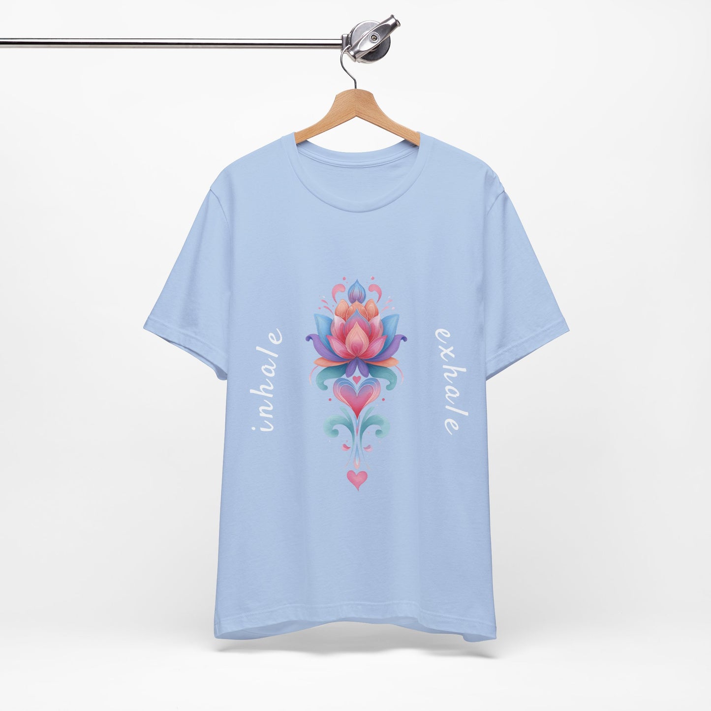 Lotus Flower Inhale Exhale Unisex Yoga Tee | Inspirational T-Shirt I Yoga Mindfulness Apparel I Meditation T-Shirt