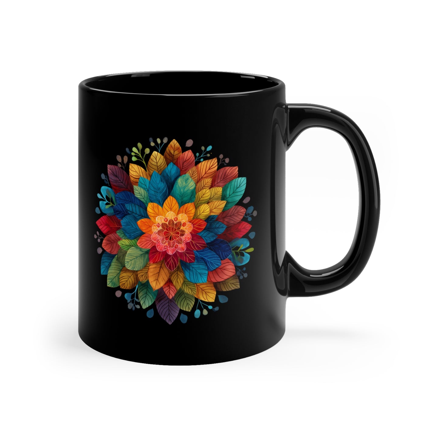Yoga Mandala Black Coffee Mug - Perfect Gift for Yogis I Tea Drinkers I Meditation Enthusiasts I Spring and Wellness Celebrations I Self-Care