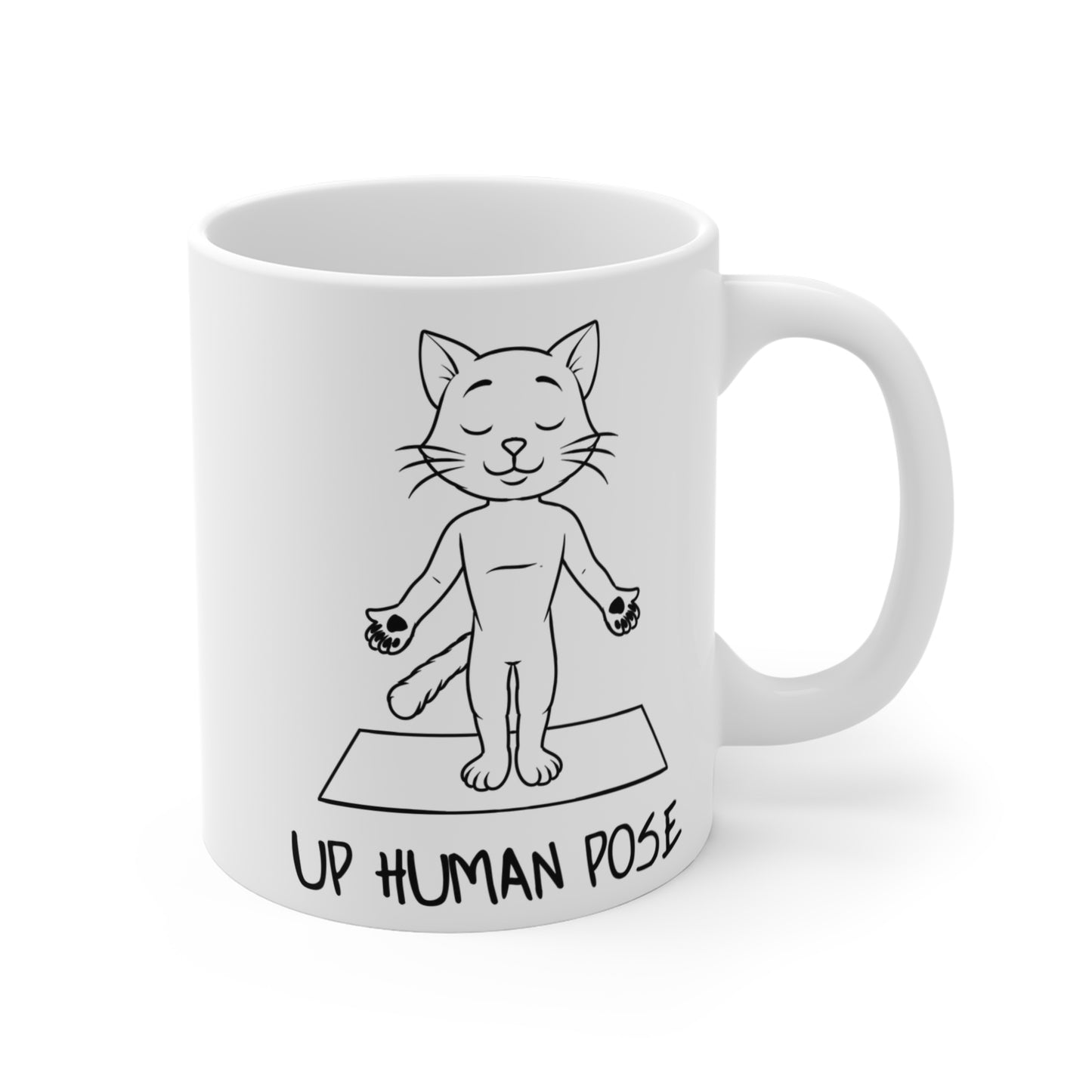 Up Human Pose Yoga Cat Mug | 11oz Funny Coffee Cup I Gift for Cat Lovers I Cute Yoga Gift I Wellness Decor I Drinkware for Mindfulness