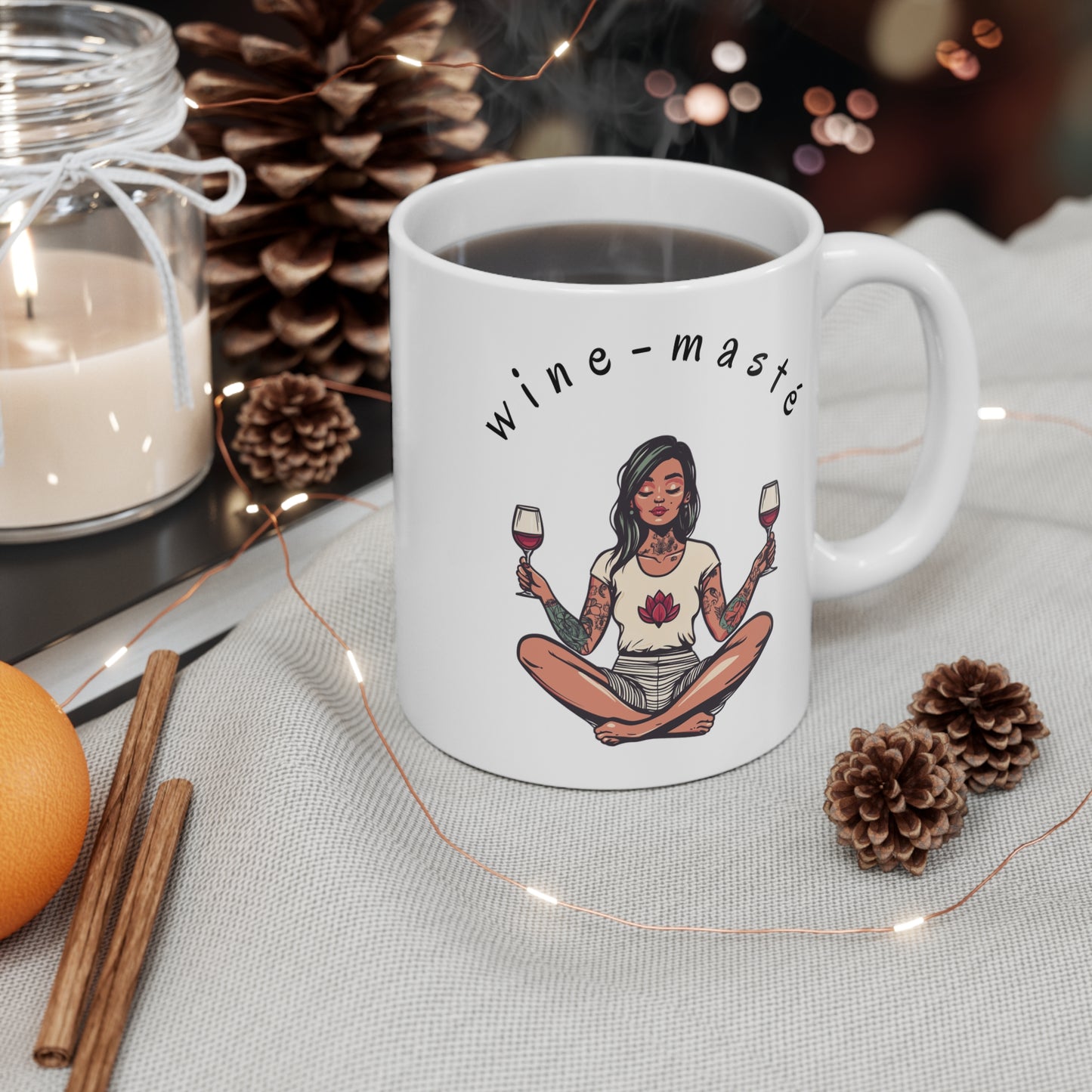 Wine-Masté Mug for Relaxation & Self-Care - Funny Yoga Mug I Perfect Gift for Wine Lovers I Celebrations I Birthdays I Cozy Evenings