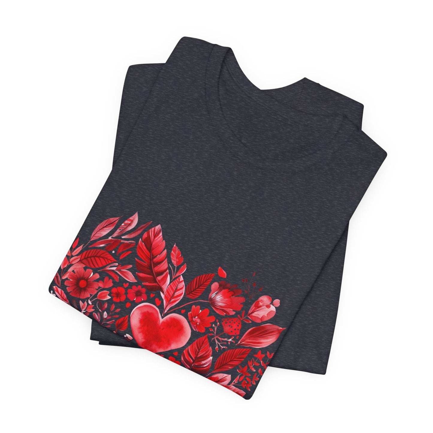 Heart Floral Unisex Yoga Tee - Perfect for Valentine’s Day I Gift for Her I Self-Care Meditation Apparel