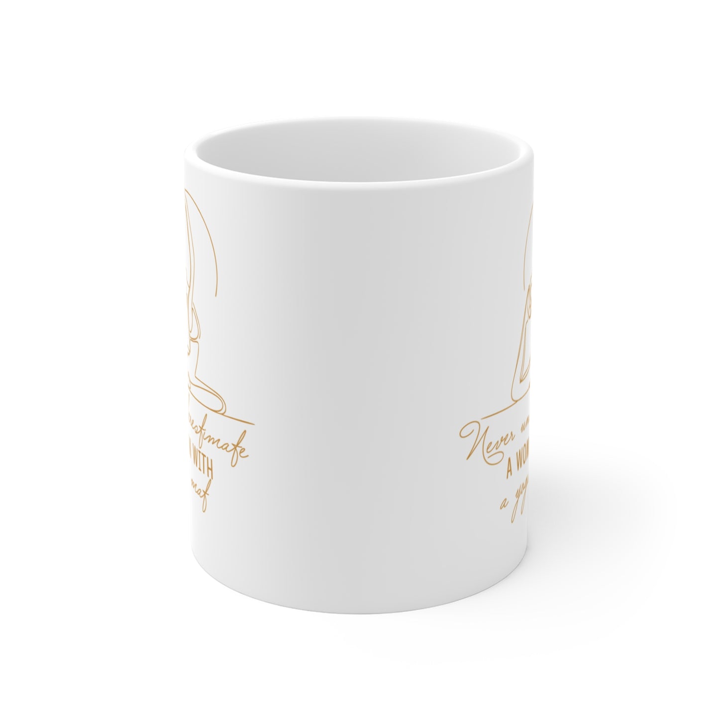 Yoga Coffee Mug — "Never Underestimate a Woman With a Yoga Mat" I Funny Coffee Cup I Meditation Mug I Yogini Gift I Minimalist Mug