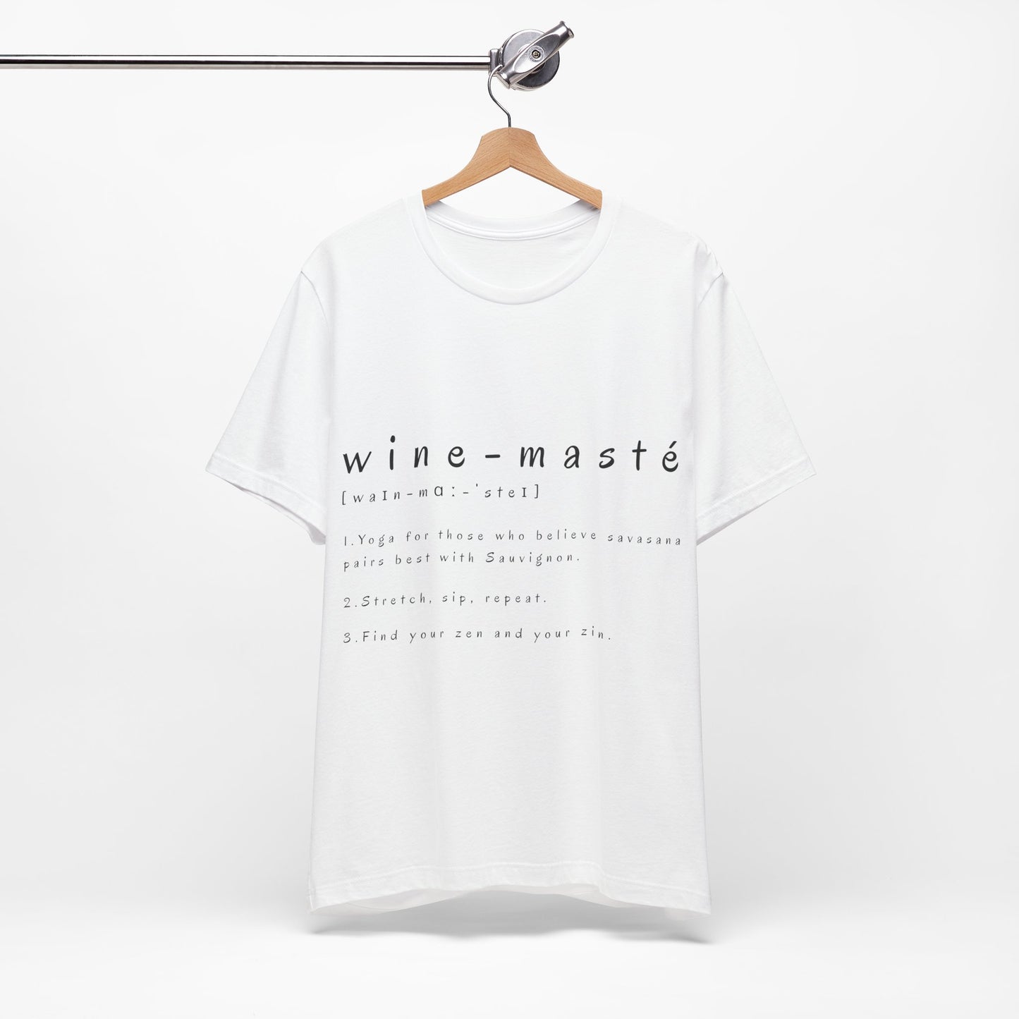 Wine-Masté Unisex Tee I Fun Wine Yoga T-Shirt I Perfect for Wine Lovers I Gift for Friends I Relaxed Vibe Yoga I Self-Care Meditation Apparel