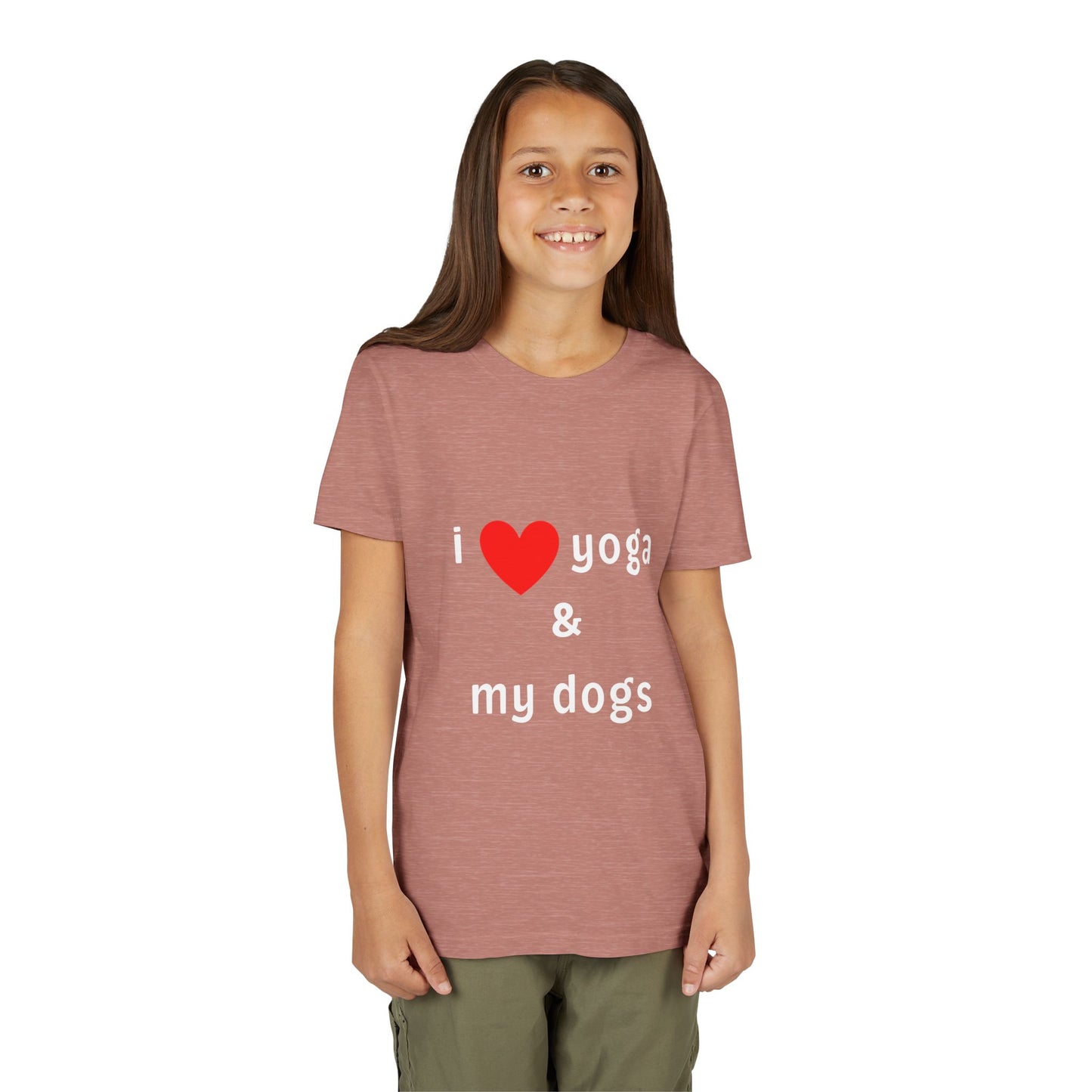 I Love Yoga & My Dogs Youth Yoga Tee - Funny Kids T-Shirt I Pet Lover Gift I Young Yoga Enthusiast Apparel