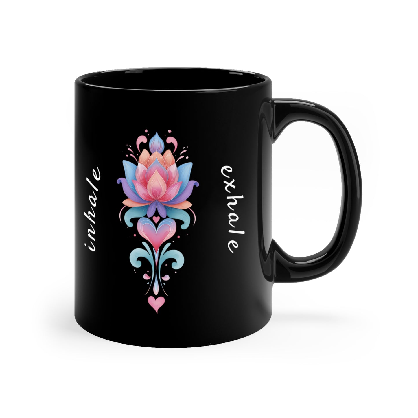 Inhale Exhale Inspirational Black Coffee Mug I 11oz Mindful Gift I Meditation Mug I Self-Care Coffee Cup I Yoga Decor I Motivational Drinkware