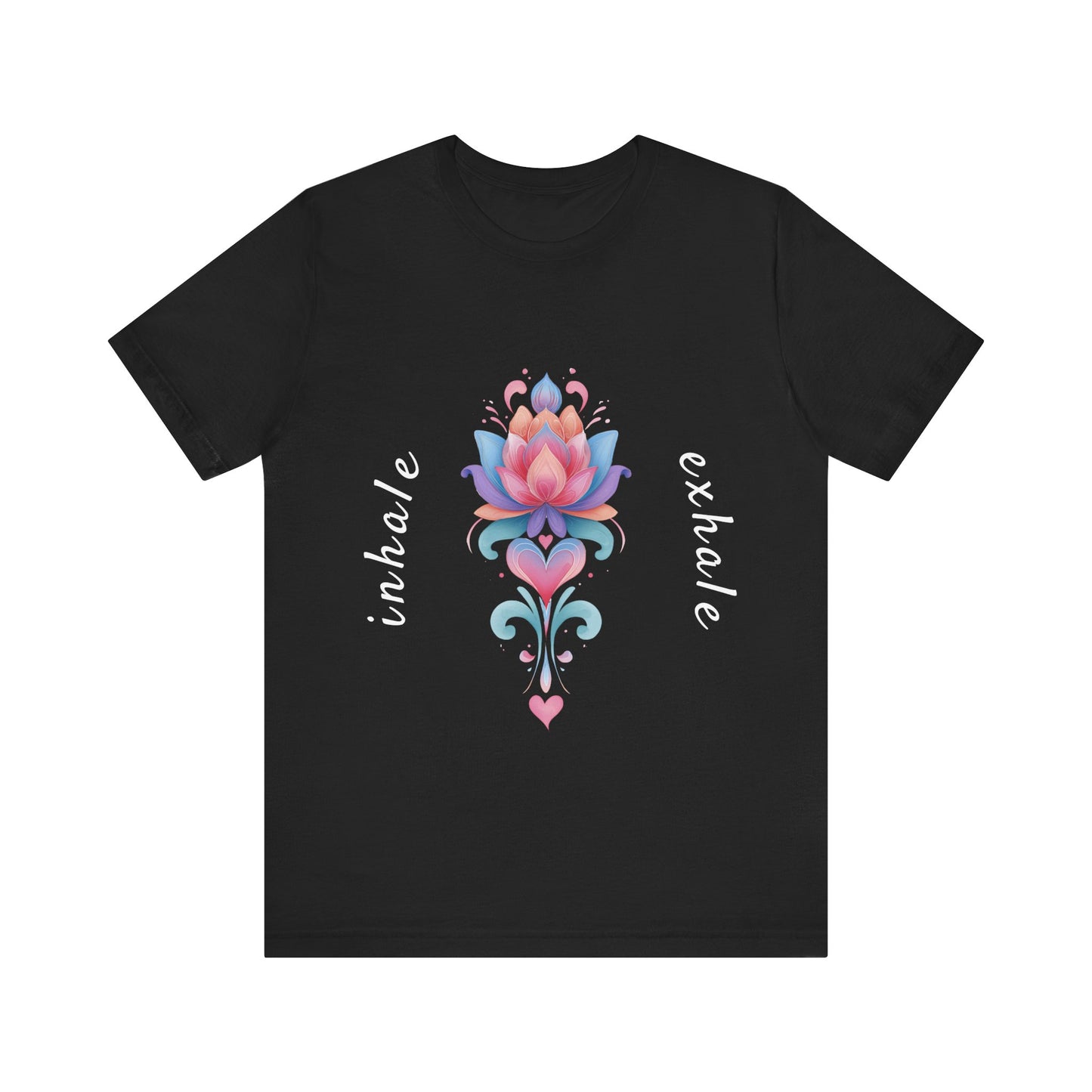 Lotus Flower Inhale Exhale Unisex Yoga Tee | Inspirational T-Shirt I Yoga Mindfulness Apparel I Meditation T-Shirt