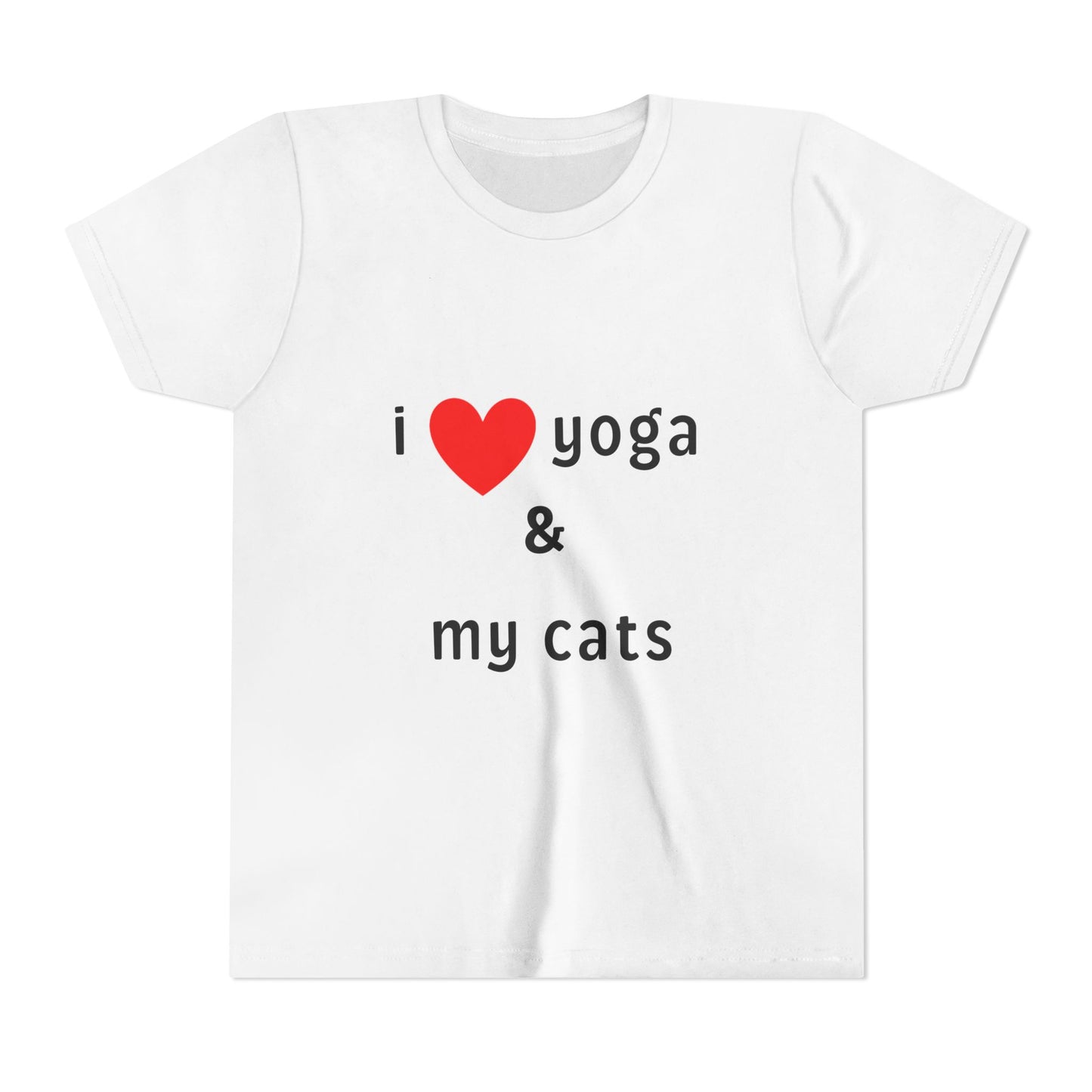 I Love Yoga & My Cats Youth Tee - Funny Kids T-Shirt I Pet Lover Gift I Young Yoga Enthusiast Apparel