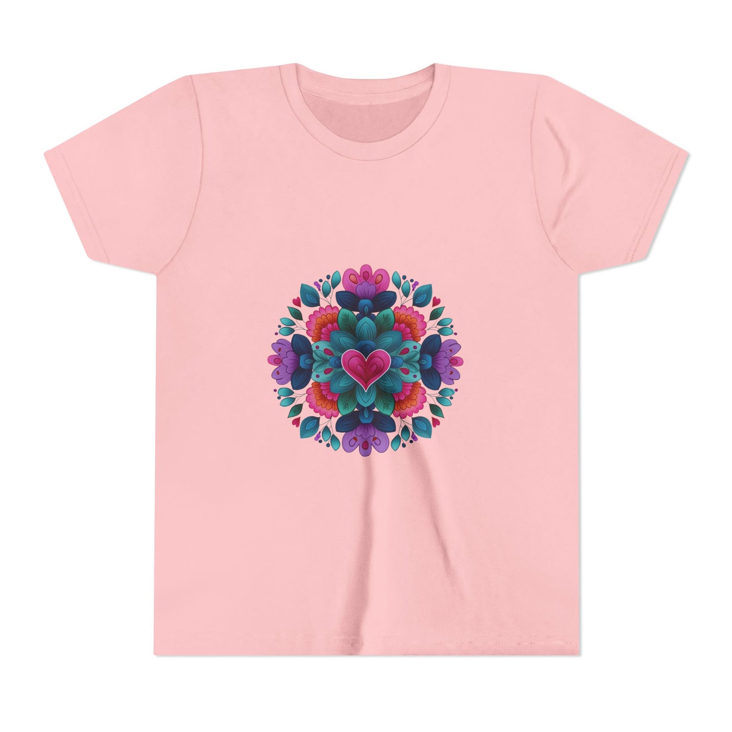 Colorful Mandala Youth Tee for Yoga I Kids T-Shirt I Summer Top I Yoga Gift for Girls I Birthday Present I Flower Graphic Tee