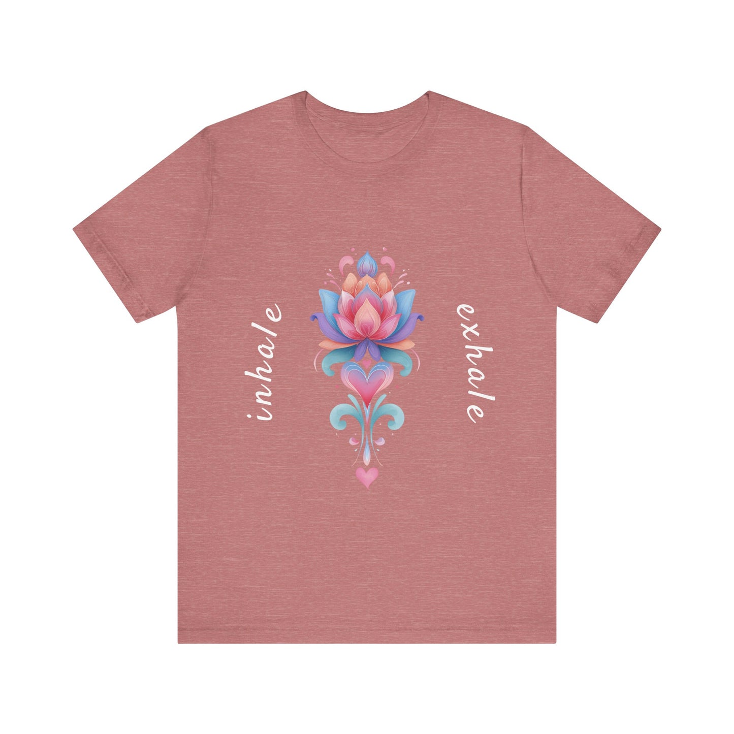 Lotus Flower Inhale Exhale Unisex Yoga Tee | Inspirational T-Shirt I Yoga Mindfulness Apparel I Meditation T-Shirt