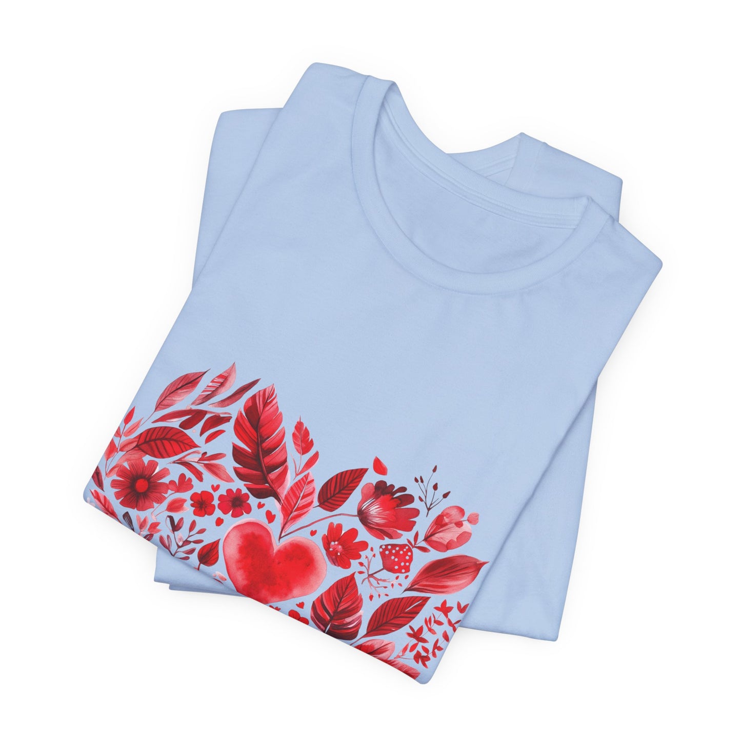 Heart Floral Unisex Yoga Tee - Perfect for Valentine’s Day I Gift for Her I Self-Care Meditation Apparel