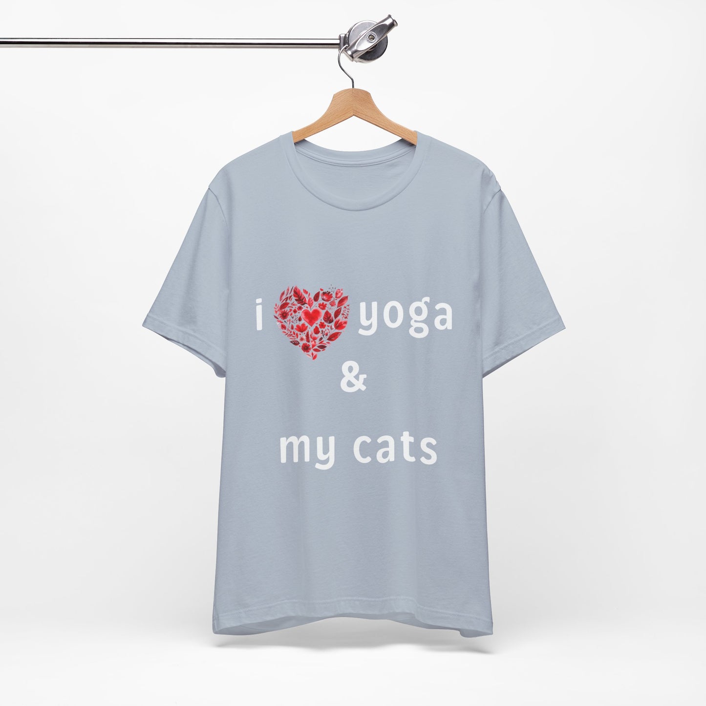 I Love Yoga & My Cats Tee | Cat & Yoga Lovers T-Shirt I Yoga Unisex Tee Gift for Cat Moms & Yogis I Self-Care Meditation Apparel