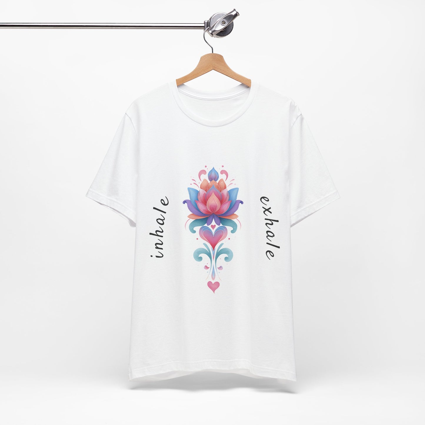 Lotus Flower Inhale Exhale Unisex Yoga Tee | Inspirational T-Shirt I Yoga Mindfulness Apparel I Meditation T-Shirt