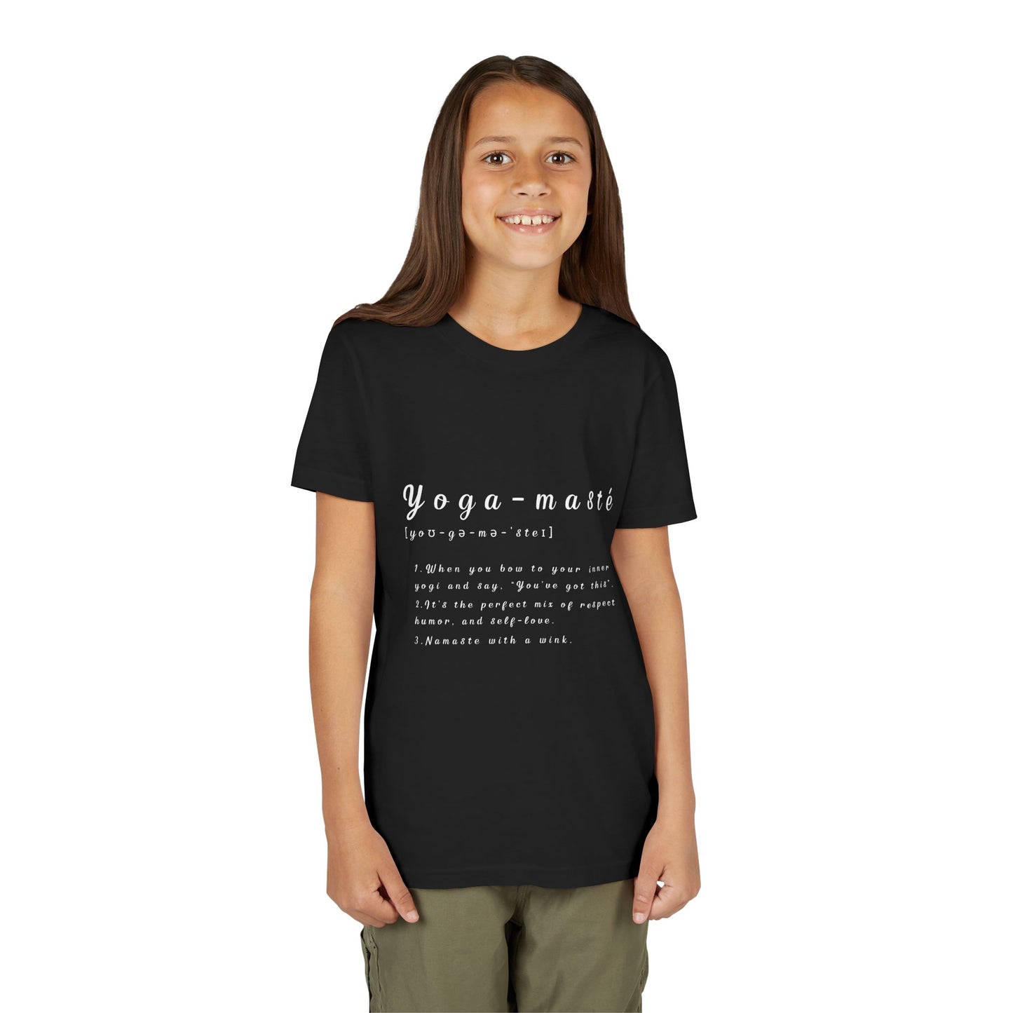 Yoga-masté Youth Tee - Inspirational Meditation Shirt I Gift for Yogis I Relaxation Apparel I Kids' Mindfulness Wear I Birthday Gift