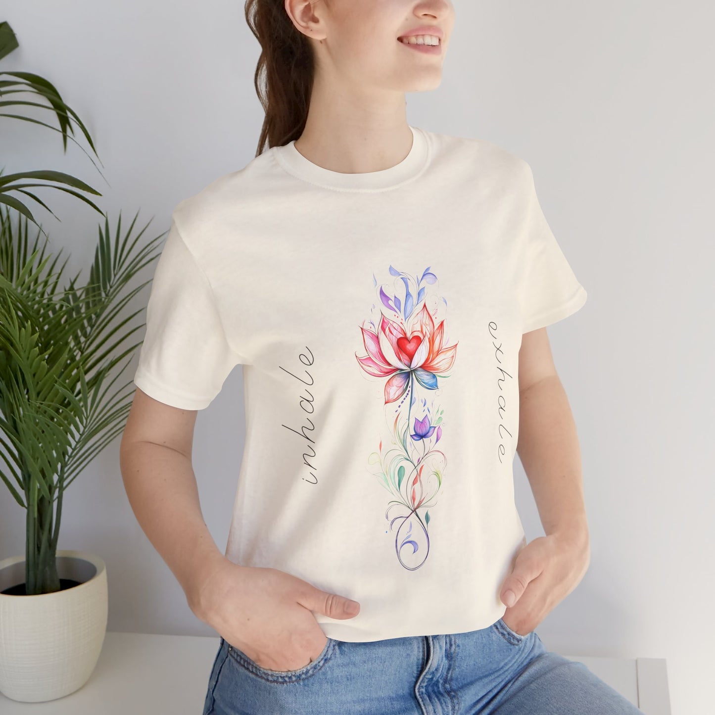 Lotus Flower Inhale Exhale Unisex Yoga Tee | Inspirational T-Shirt I Yoga Mindfulness Apparel I Self-Care Meditation Clothing