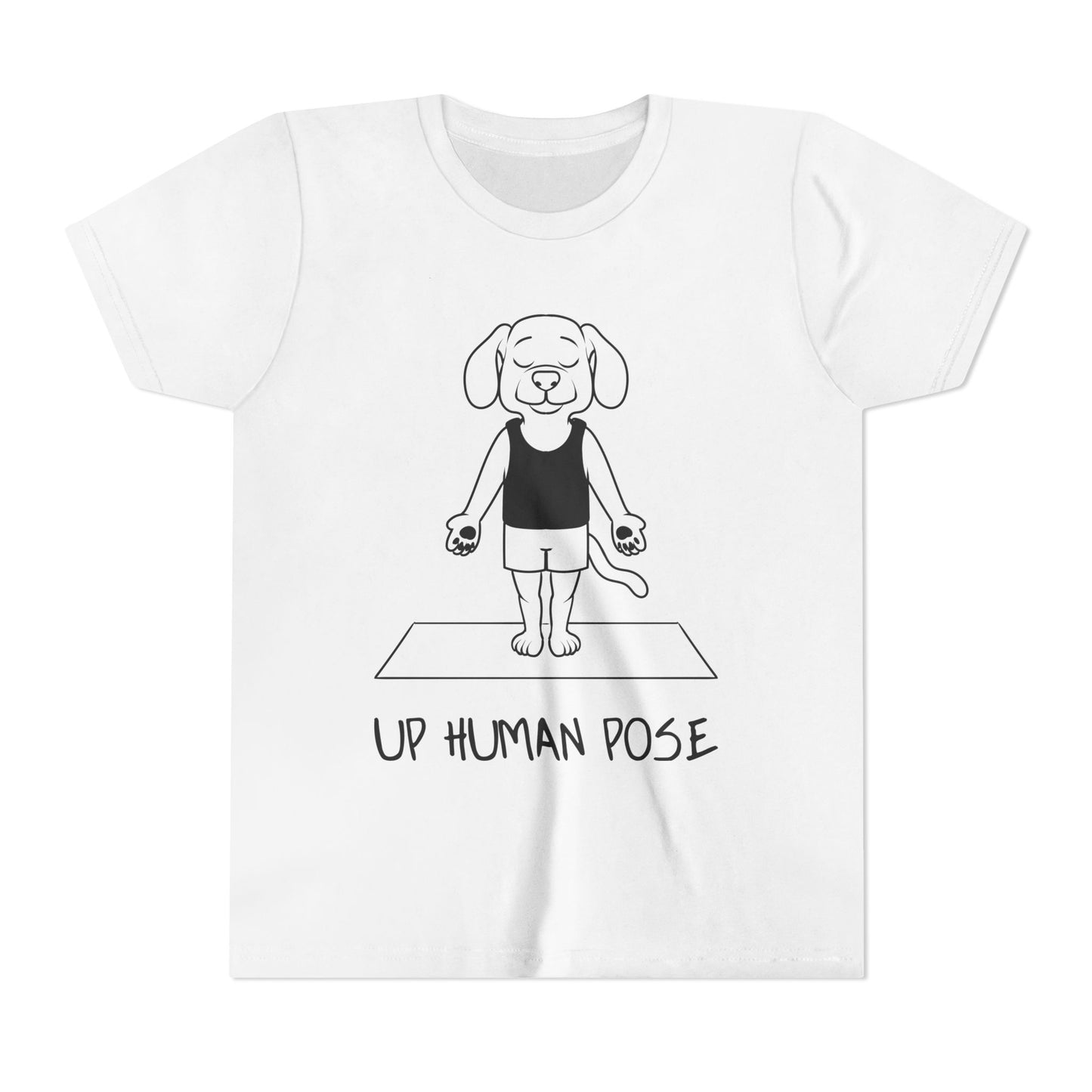 Cute Up Human Pose Design - Youth Yoga Dog Tee I Kids Yoga T-Shirt I Gift for Pet Lovers I Fun Animal Tee I Kids Activewear