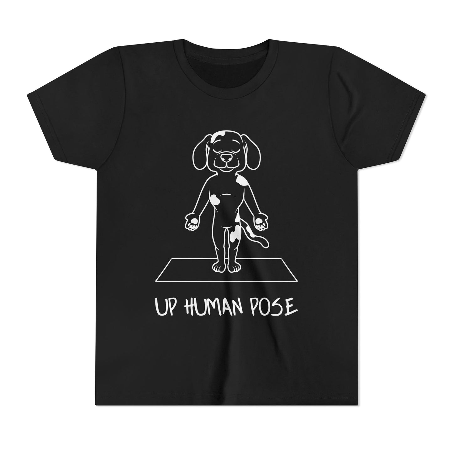Cute Up Human Pose Design - Youth Yoga Dog Tee I Kids Yoga T-Shirt I Gift for Pet Lovers I Fun Animal Tee I Kids Activewear