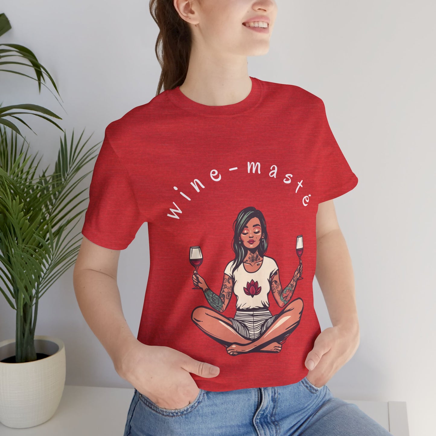Wine-Masté - Meditation Wine Lover Tee I Unisex Relaxation T-Shirt for Yoga & Wine Enthusiasts I Fun Gift for Wine Tasting I Self-Care Clothing