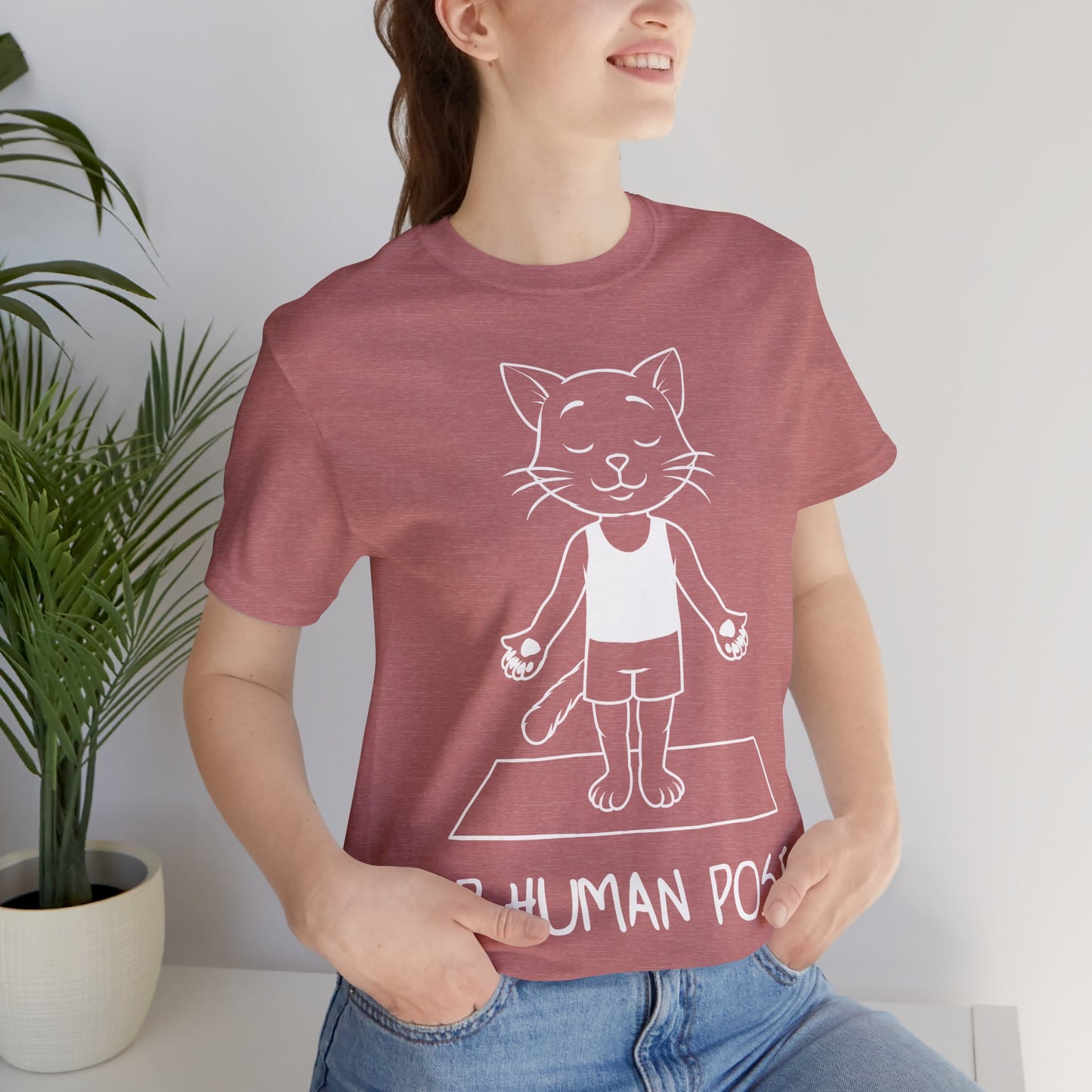 Up Human Pose - Unisex Cat Yoga Tee I Relaxation Gift I Yoga & Pet Lover T-Shirt I Quirky Animal Tee I Fun Gift for Cat Owners I Cute Tee for Zen Vibes
