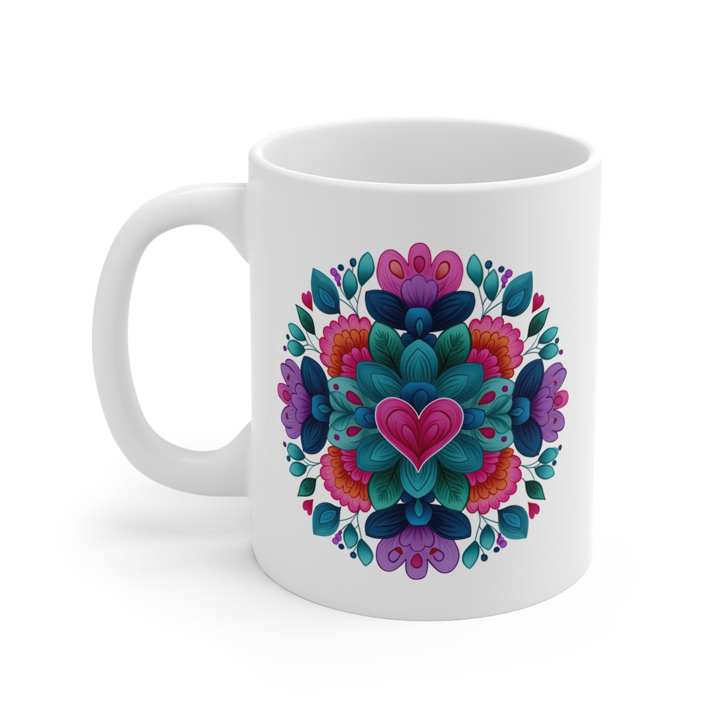 Colorful Floral Mandala Mug - Yoga Boho Coffee Cup I Gift for Her I Floral Design I Tea Mug I Housewarming Present