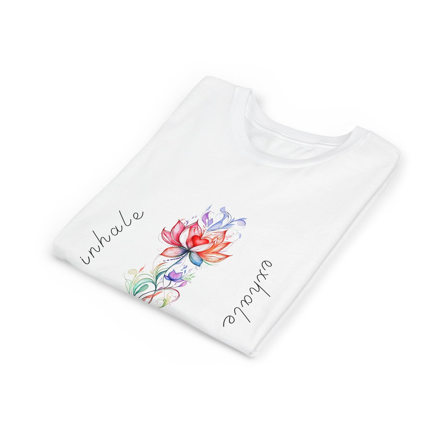 Lotus Flower Inhale Exhale Unisex Youth Yoga Tee | Yoga Inspirational T-Shirt for Kids I Youth Yoga Mindfulness Apparel