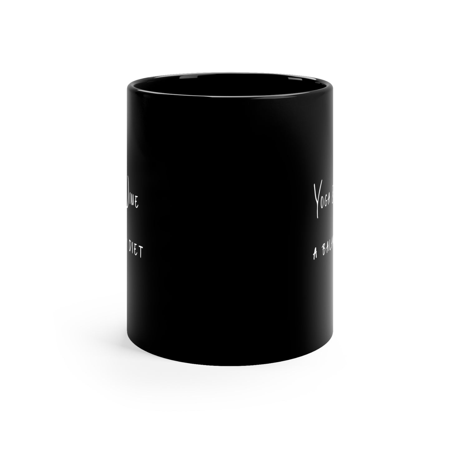 Yoga & Wine A Balanced Diet Coffee Mug - Fun Gift for Yoga Lovers I Balanced Diet Theme I 11oz Black Mug I Unique Kitchen Deco