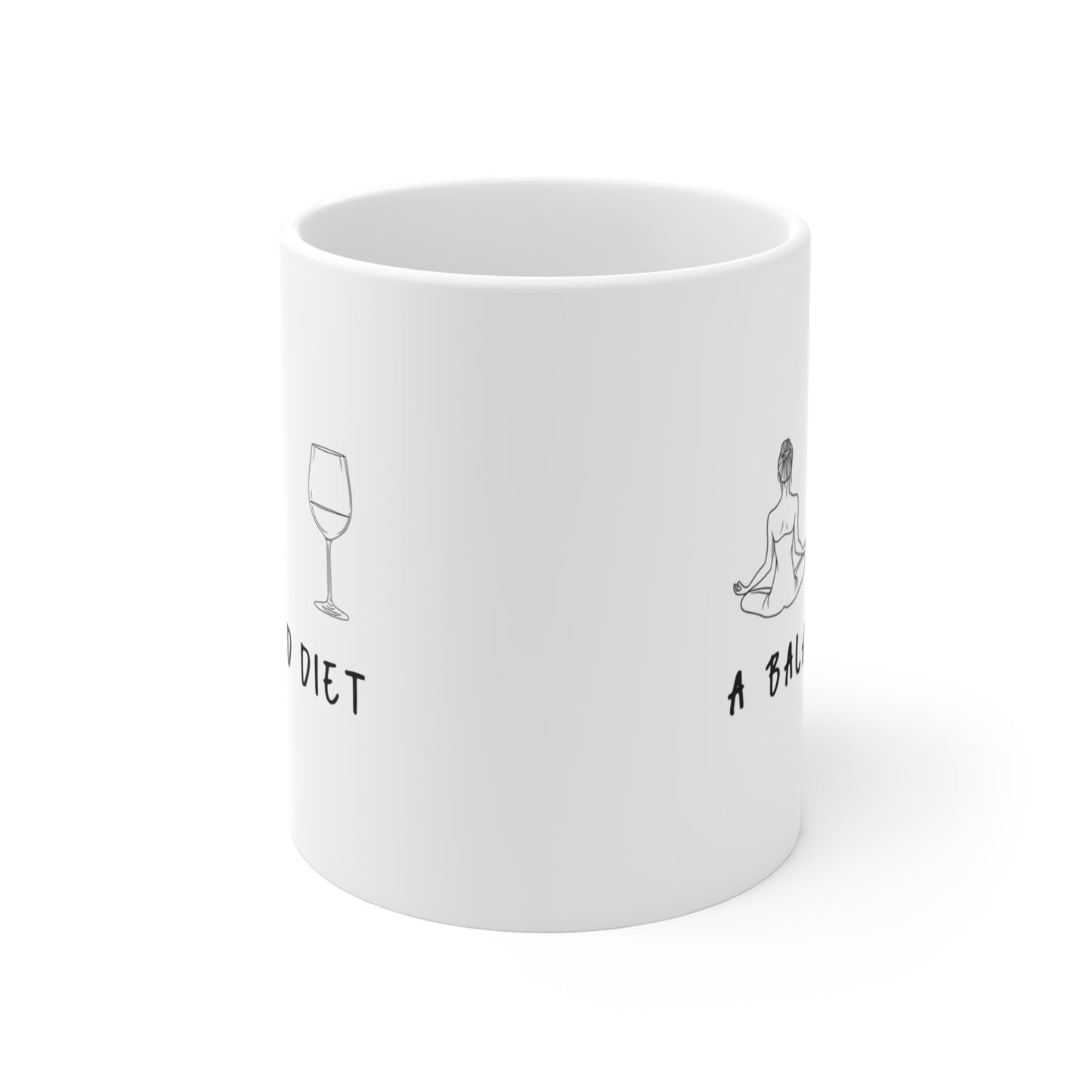 Yoga & Wine A Balanced Diet Mug - Fun Coffee Cup I Gift for Wine & Wellness Enthusiasts I Kitchen Decor I Yoga Lovers
