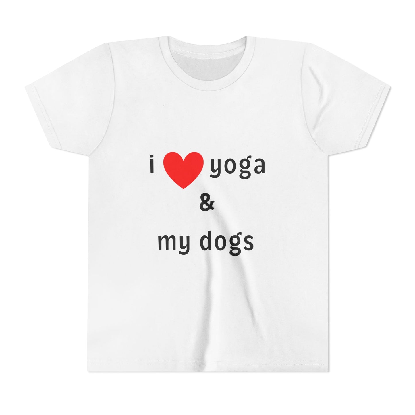 I Love Yoga & My Dogs Youth Yoga Tee - Funny Kids T-Shirt I Pet Lover Gift I Young Yoga Enthusiast Apparel