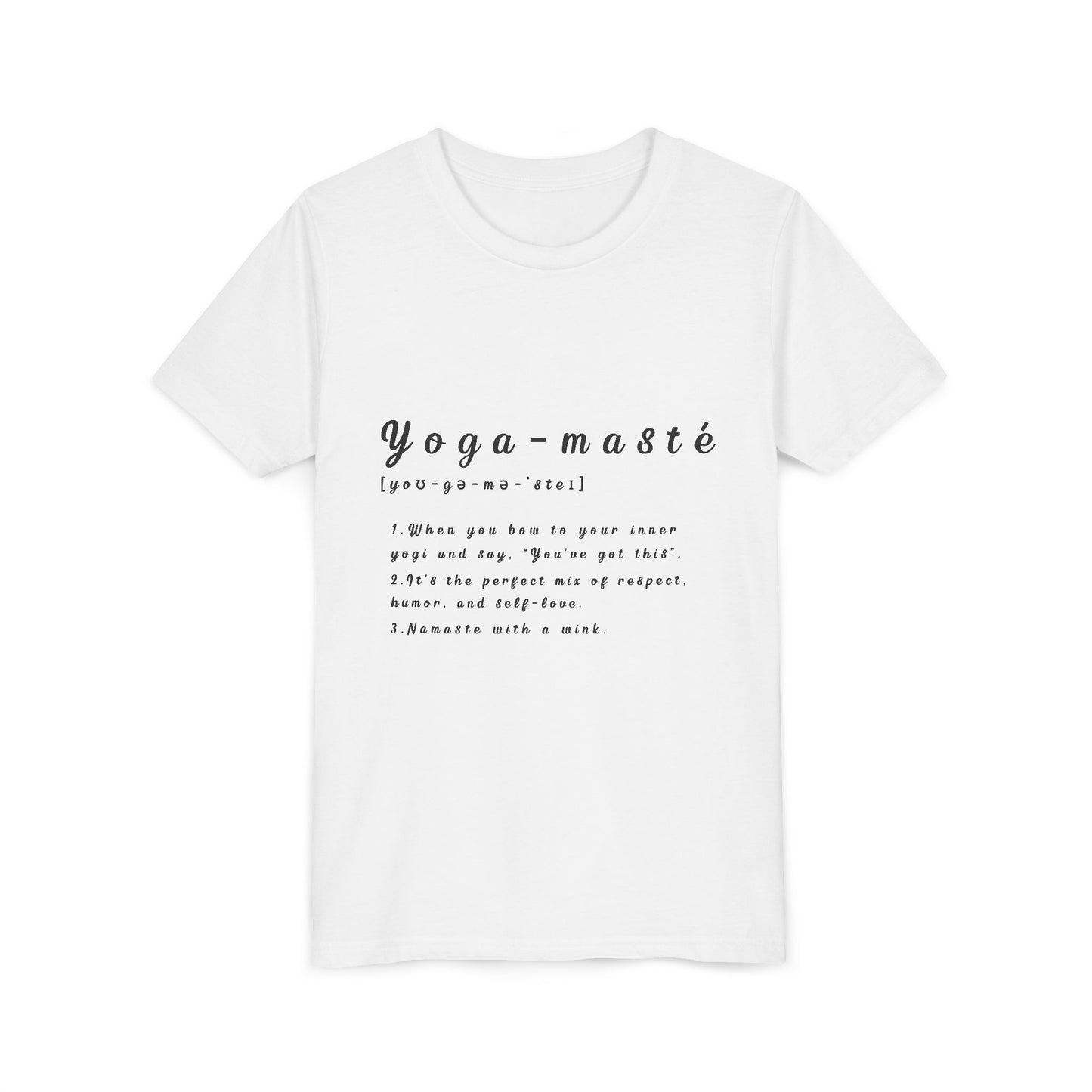 Yoga-masté Youth Tee - Inspirational Meditation Shirt I Gift for Yogis I Relaxation Apparel I Kids' Mindfulness Wear I Birthday Gift