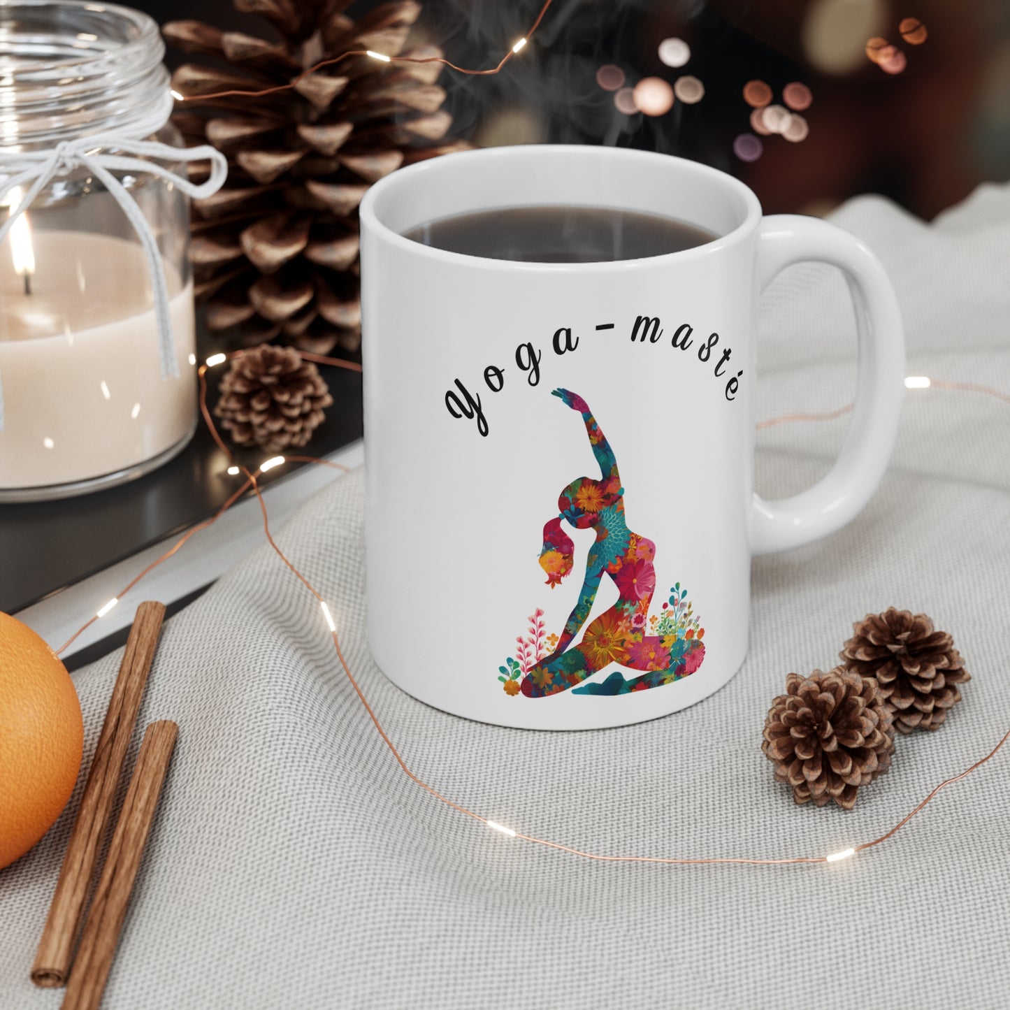 Yoga-Masté 11oz Mug - Colorful Yoga Mug I Inspirational Coffee Cup I Gift for Yoga Lovers I Motivational Drinkware I Wellness Gift
