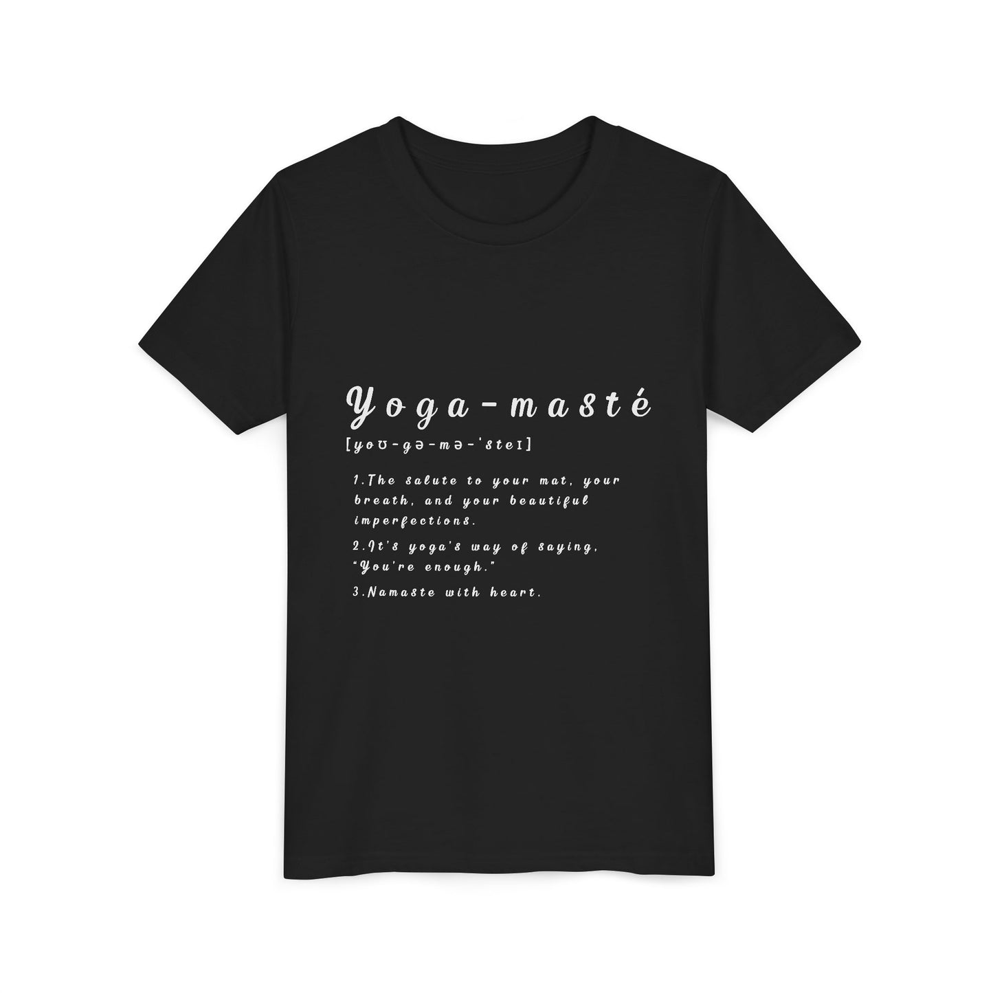 Yoga-masté Youth Tee - Inspirational Meditation Shirt I Gift for Yogis I Relaxation Apparel I Kids' Mindfulness Wear I Birthday Gift